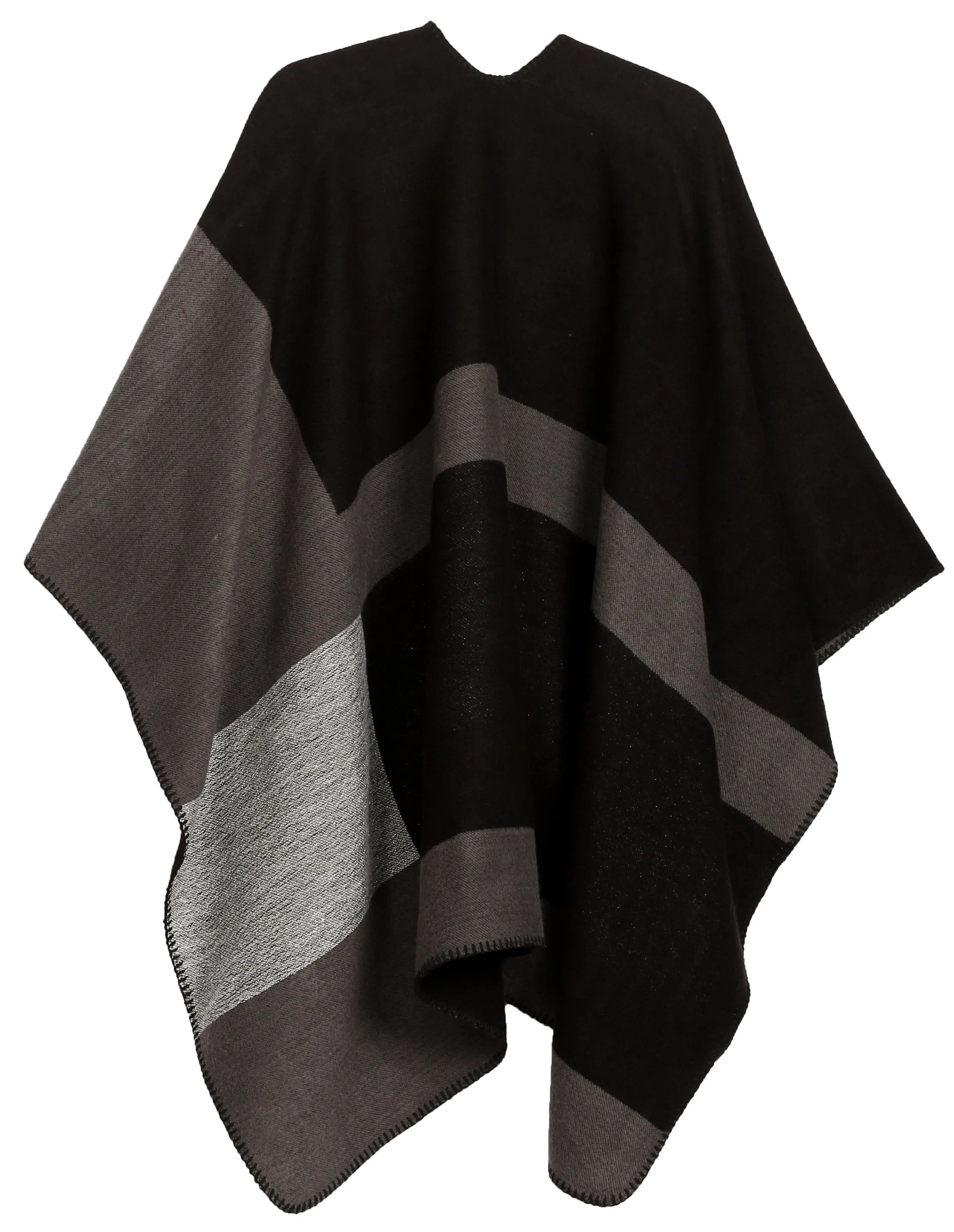 Sakkas Mari Women's Reversible Large Poncho Shawl Wrap Scarf Cape Ruana Blanket