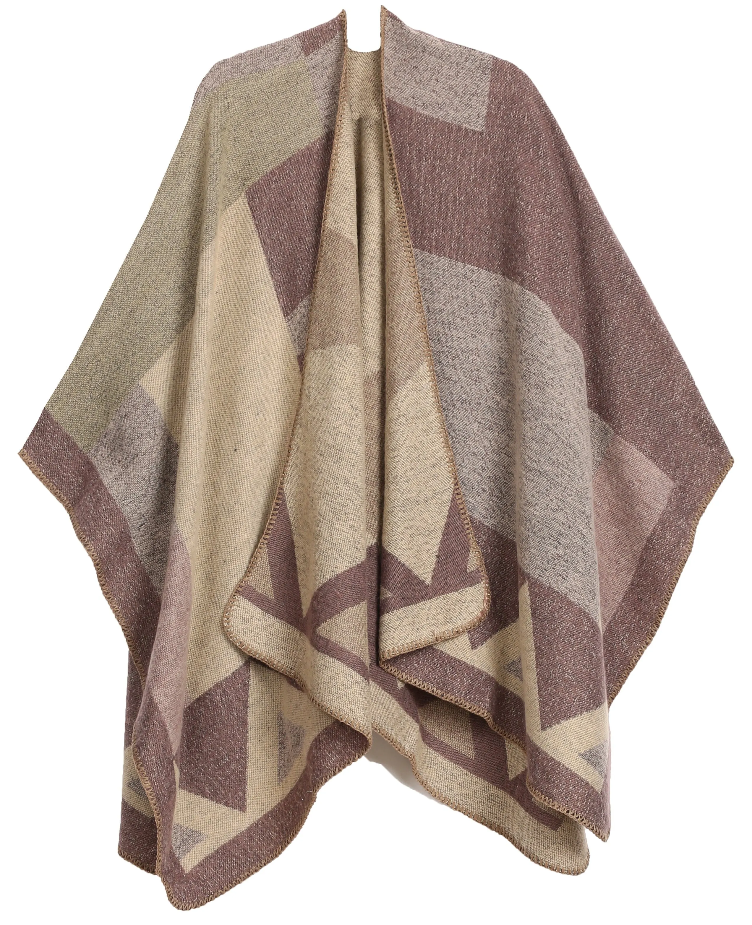 Sakkas Mari Women's Reversible Large Poncho Shawl Wrap Scarf Cape Ruana Blanket