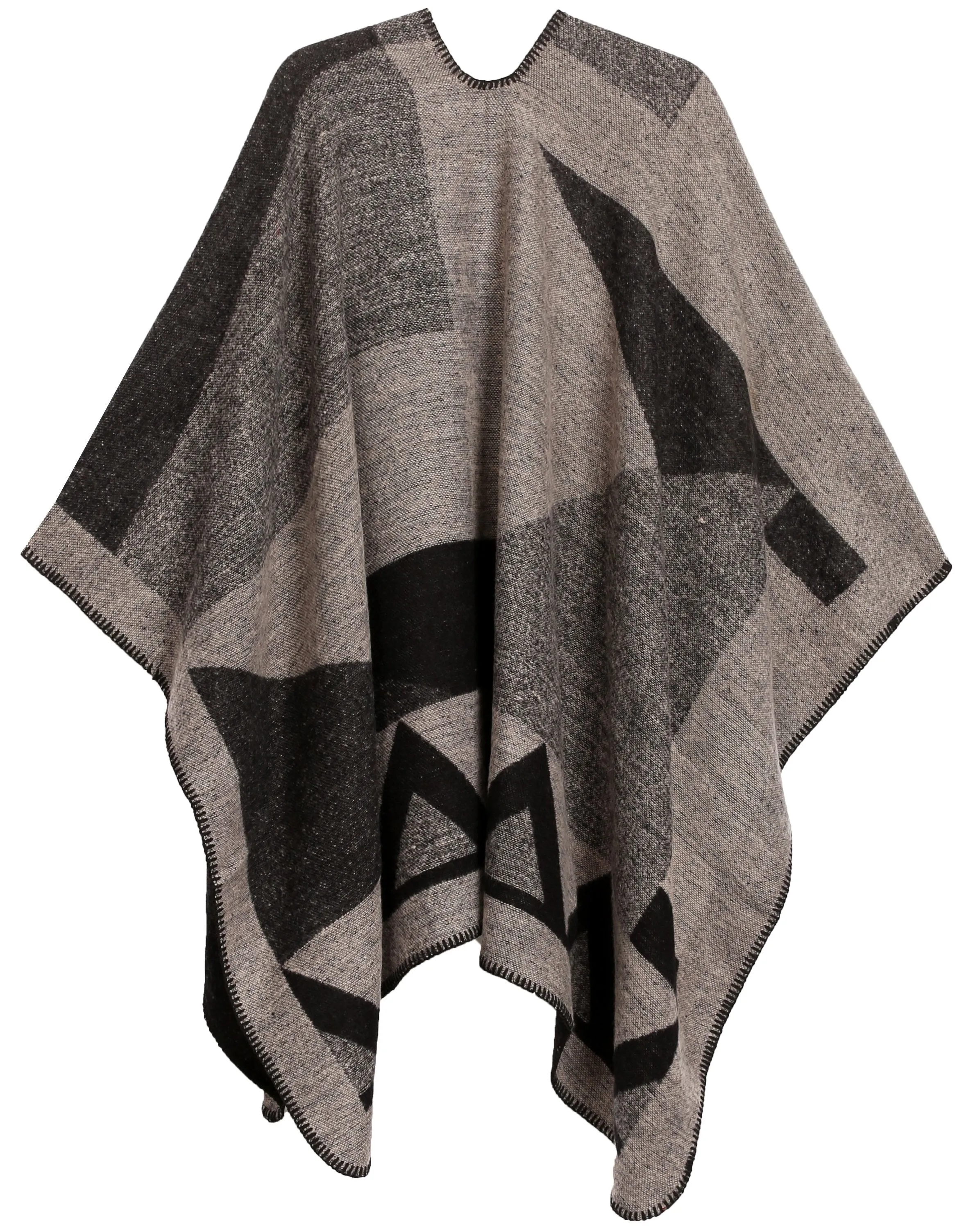 Sakkas Mari Women's Reversible Large Poncho Shawl Wrap Scarf Cape Ruana Blanket