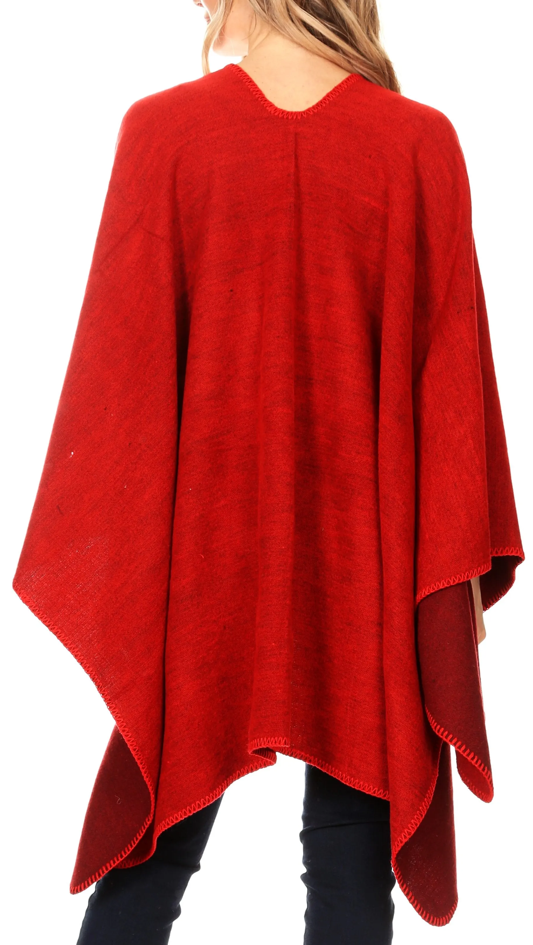 Sakkas Mari Women's Reversible Large Poncho Shawl Wrap Scarf Cape Ruana Blanket