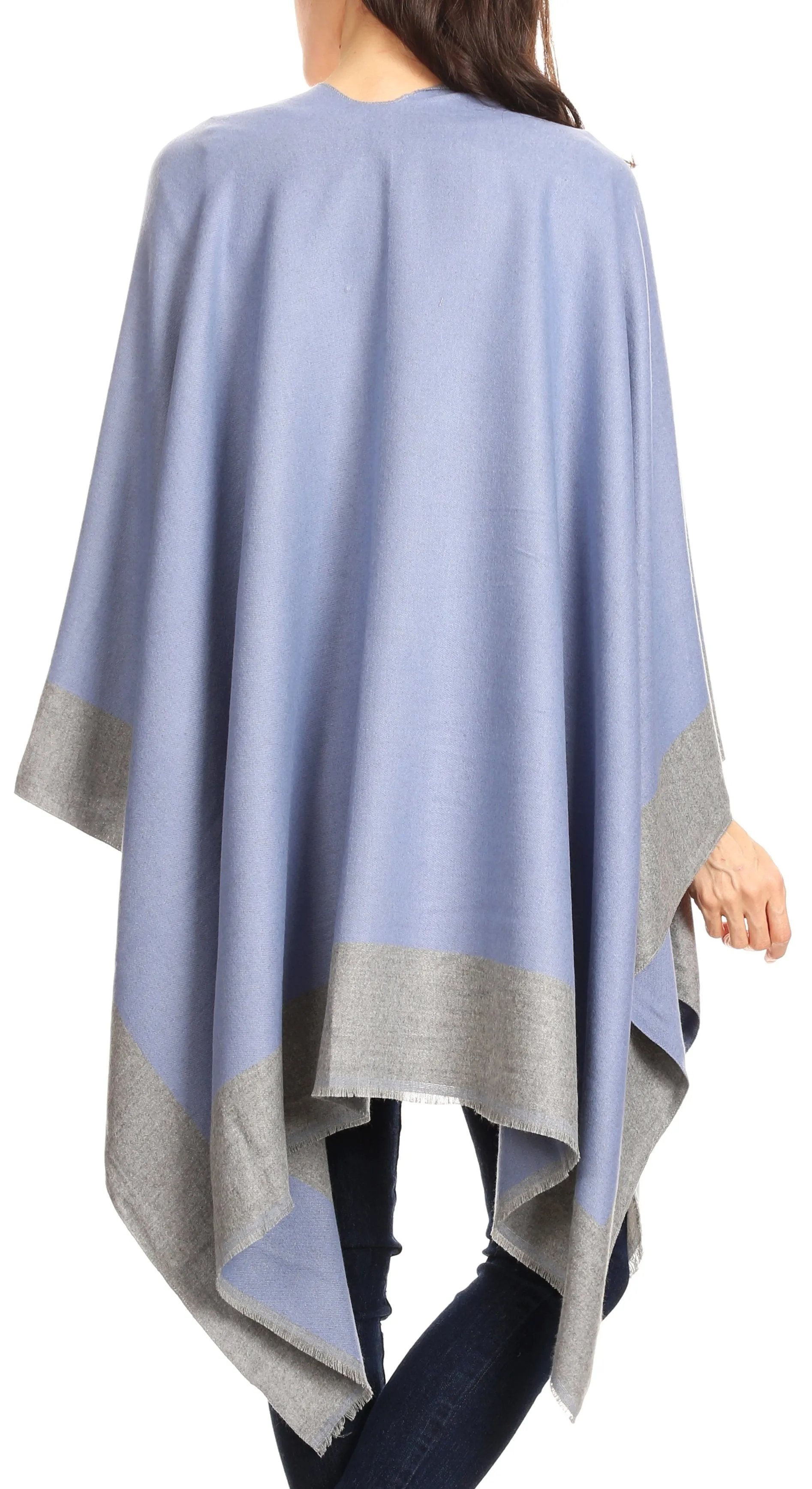 Sakkas Nila Women's Reversible Open Front Large Poncho Shawl Wrap Scarf Cape Ruana