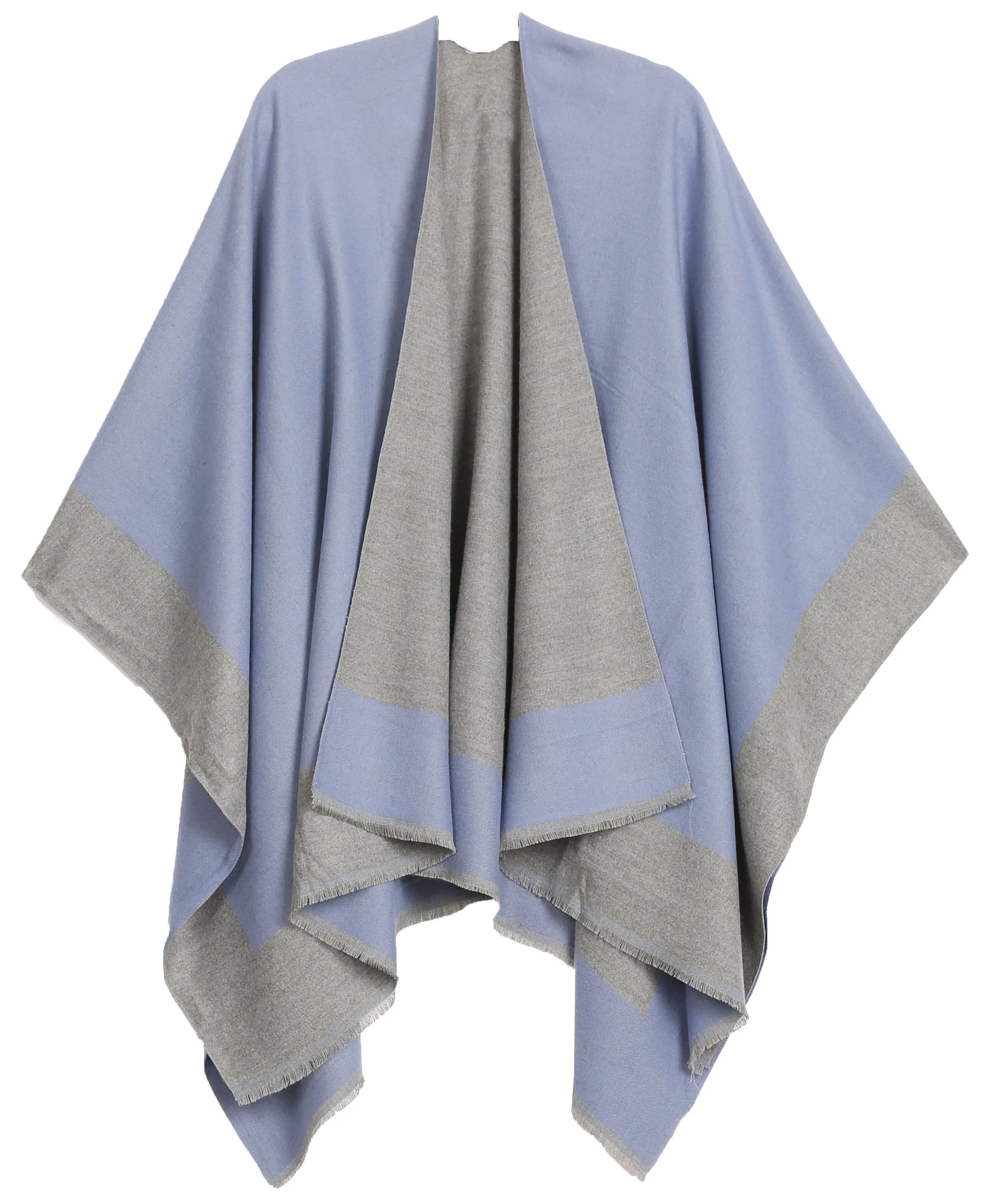 Sakkas Nila Women's Reversible Open Front Large Poncho Shawl Wrap Scarf Cape Ruana