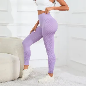 Seamless High Waist Striped Knitting Legging with Hip Lifting Feature