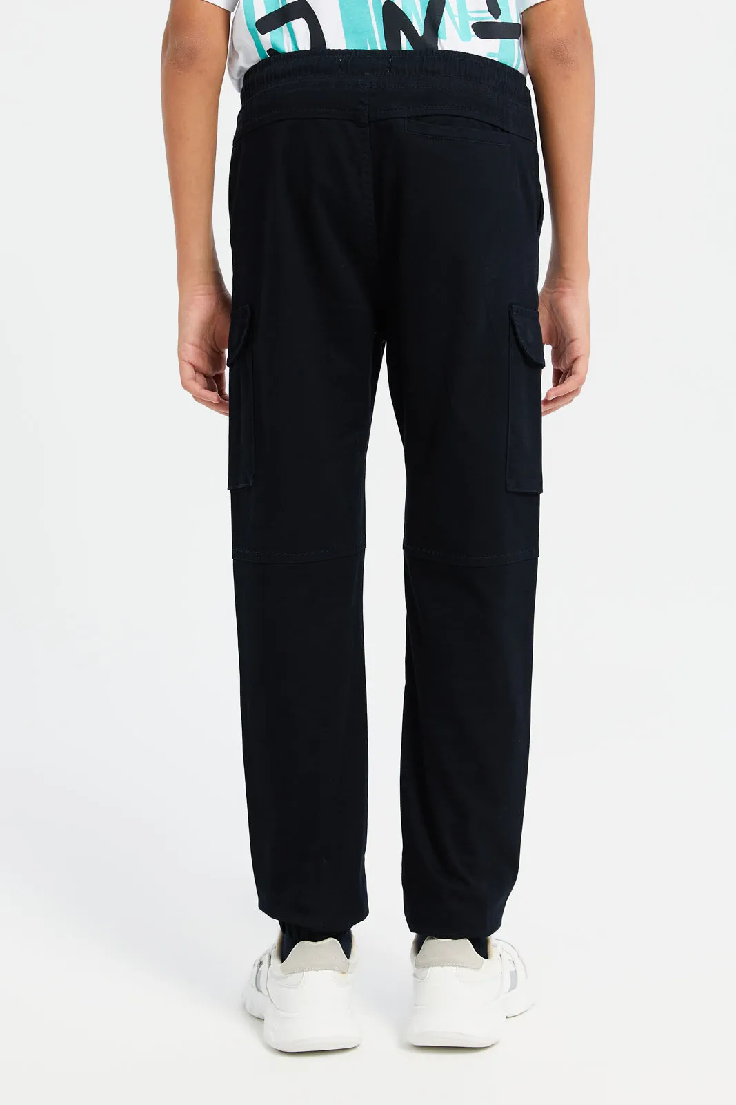 Senior Boys Black Cargo Trousers