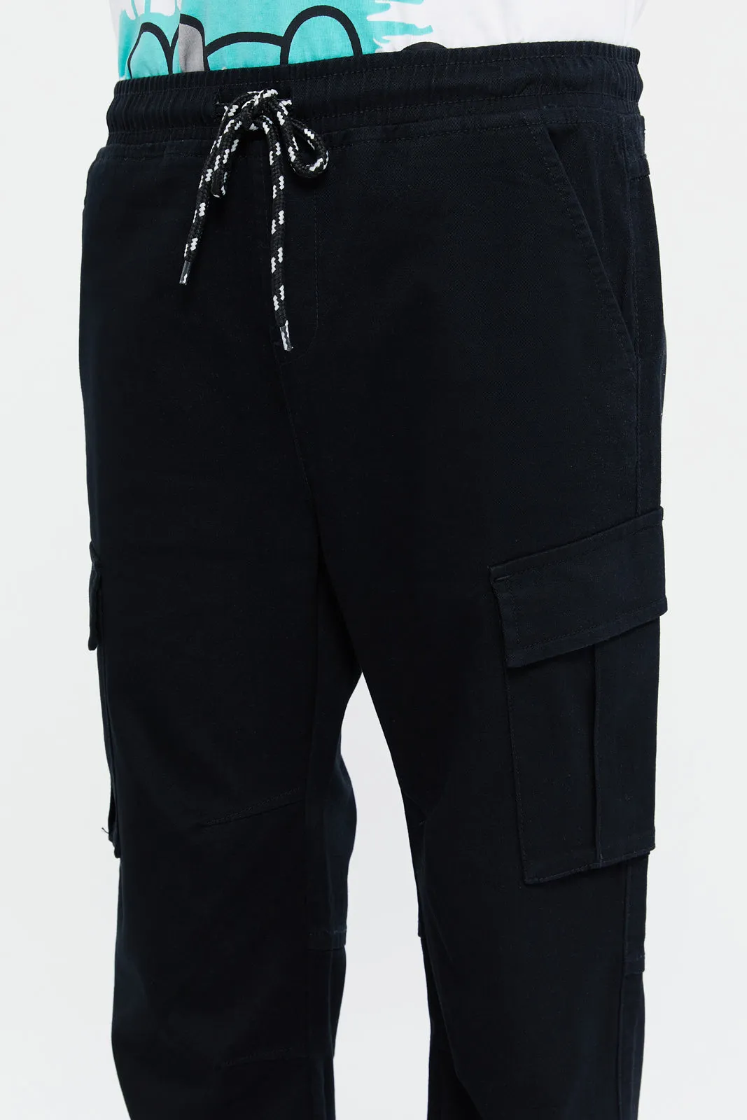 Senior Boys Black Cargo Trousers