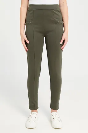 Senior Girls Olive Leggings