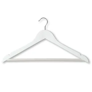 Shaped Wooden Hangers - White - 6 Pack