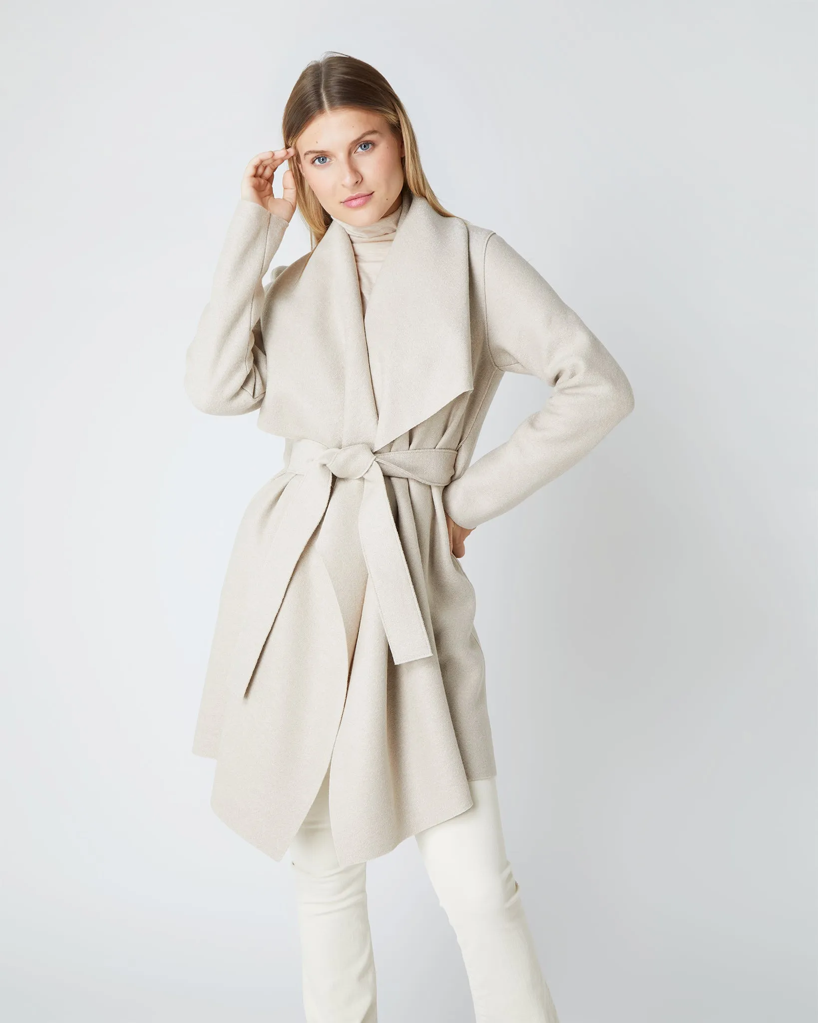 Short Blanket Coat in Almond