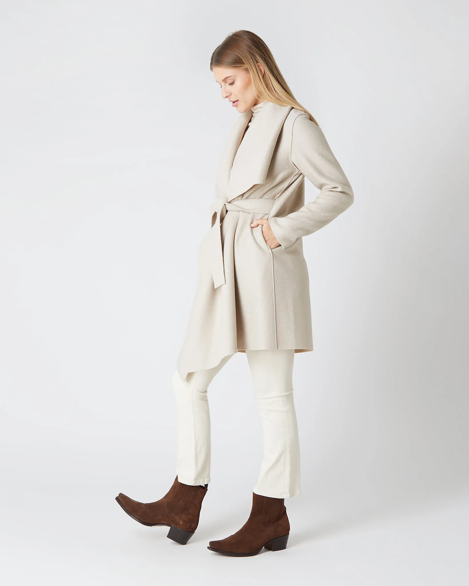 Short Blanket Coat in Almond