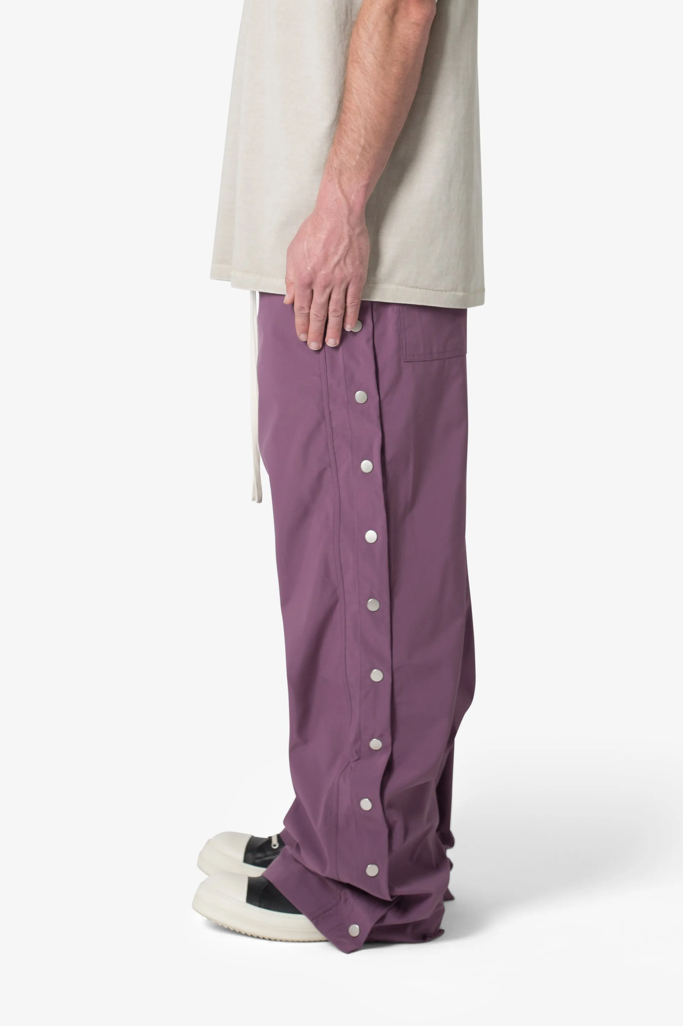 Side Snap Nylon Pants - Mauve