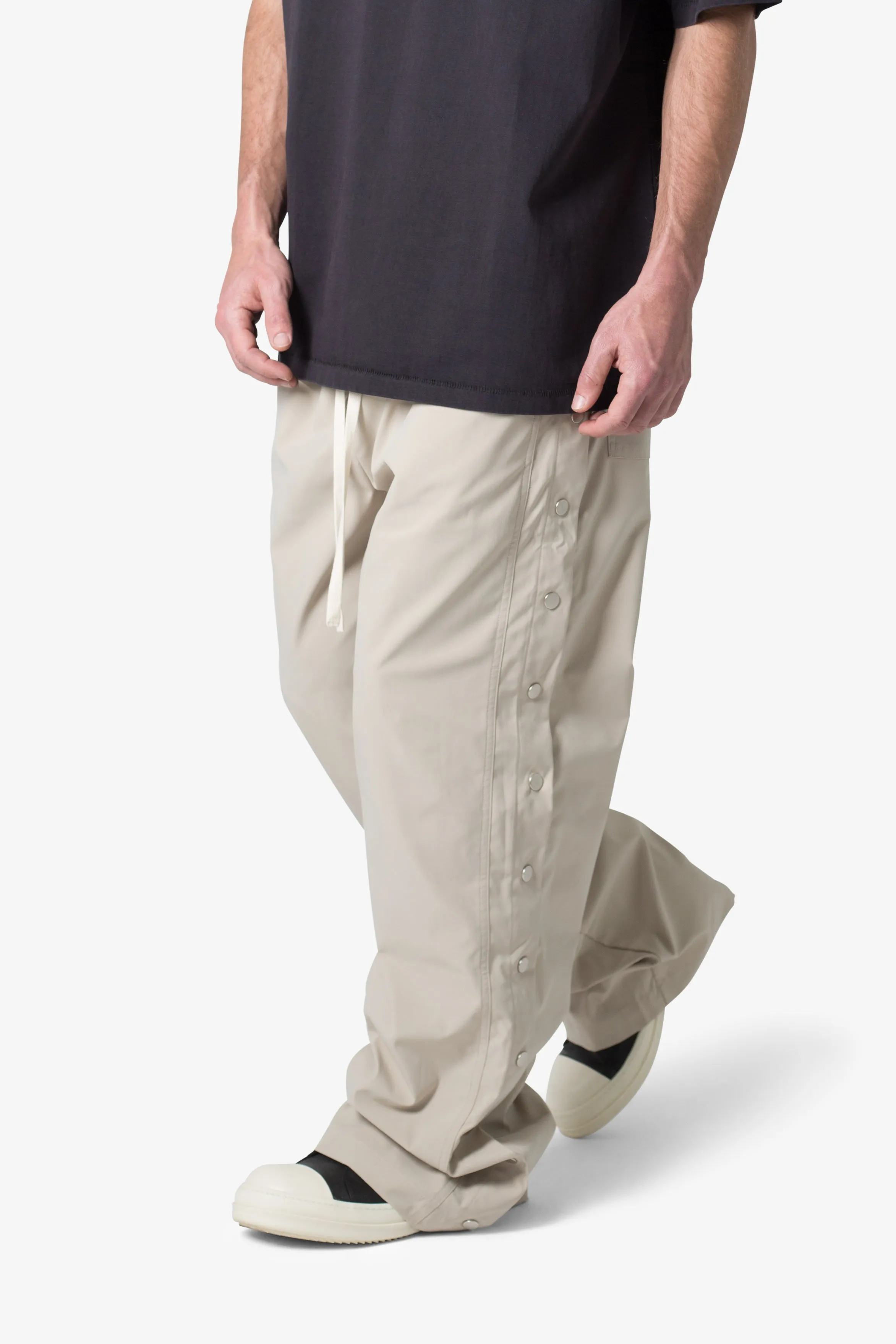 Side Snap Nylon Pants - Tan