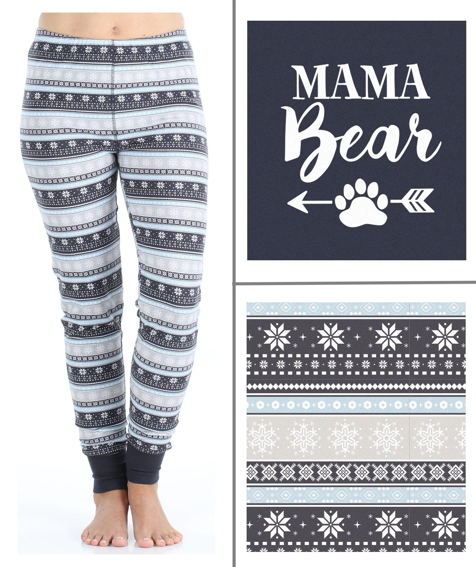 Sleepyheads Holiday Bear Family Matching Grey Fair Isle Pajama