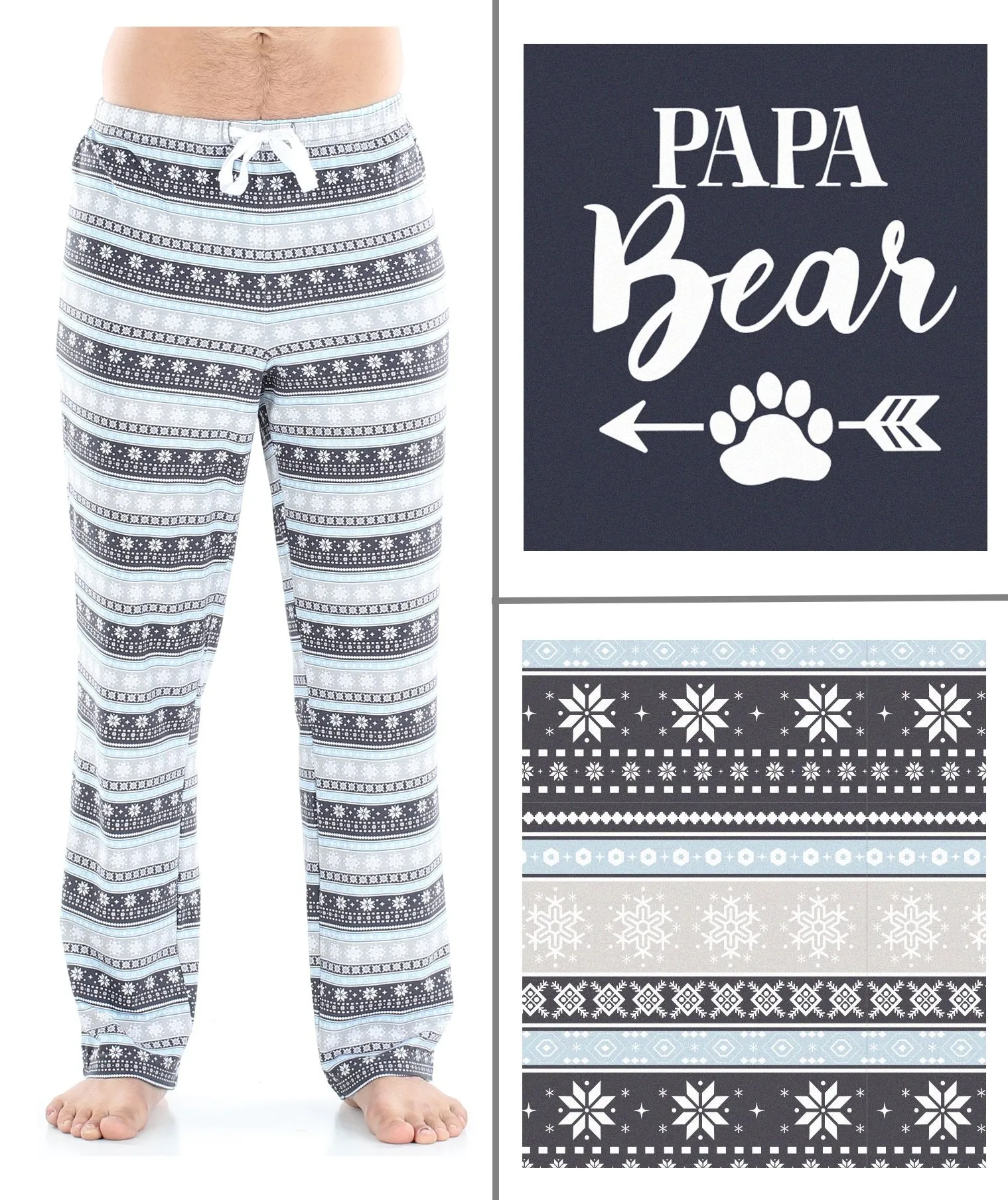 Sleepyheads Holiday Bear Family Matching Grey Fair Isle Pajama