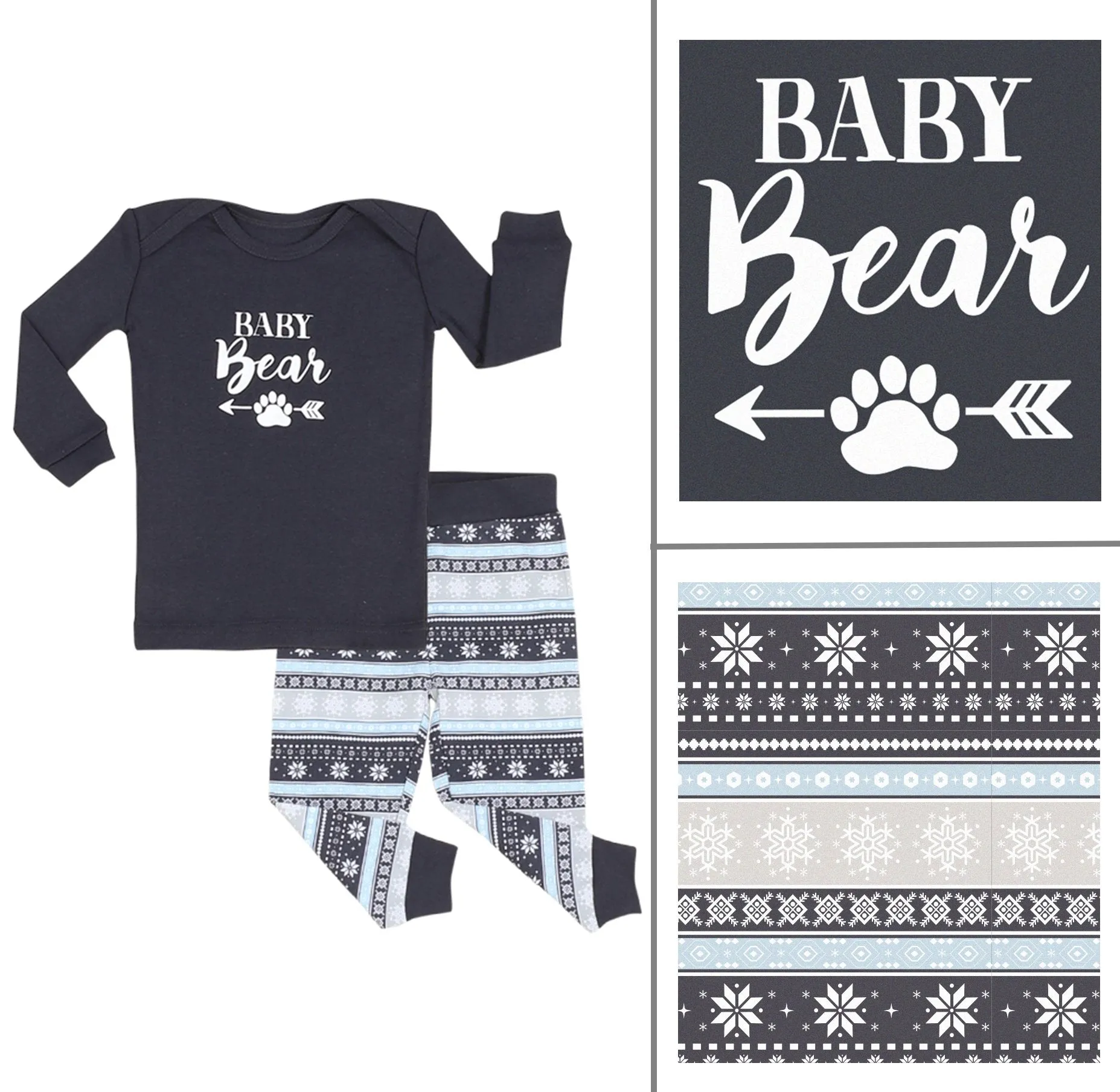 Sleepyheads Holiday Bear Family Matching Grey Fair Isle Pajama