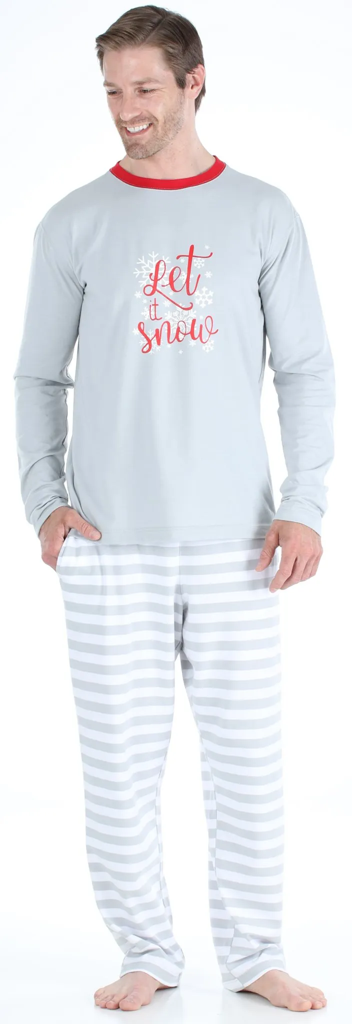 Sleepyheads Holiday Family Matching Winter Snowflake Grey Stripe Pajama