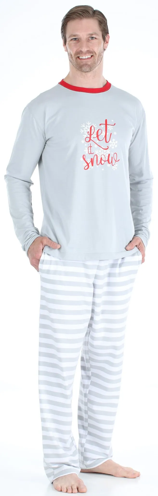 Sleepyheads Holiday Family Matching Winter Snowflake Grey Stripe Pajama