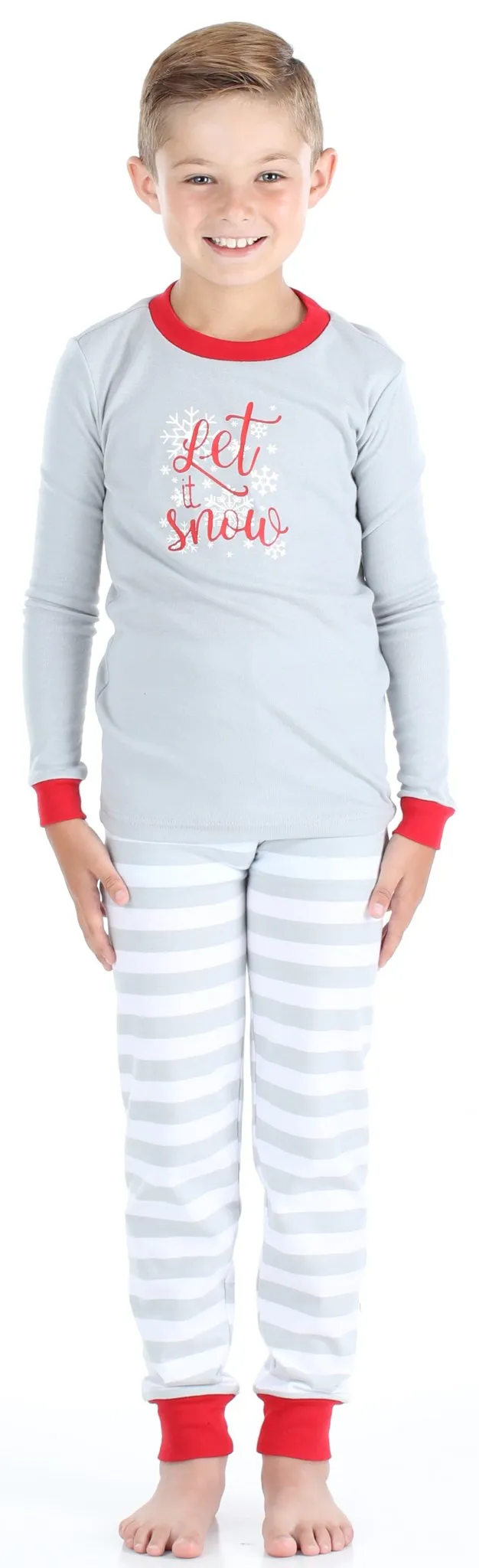 Sleepyheads Holiday Family Matching Winter Snowflake Grey Stripe Pajama