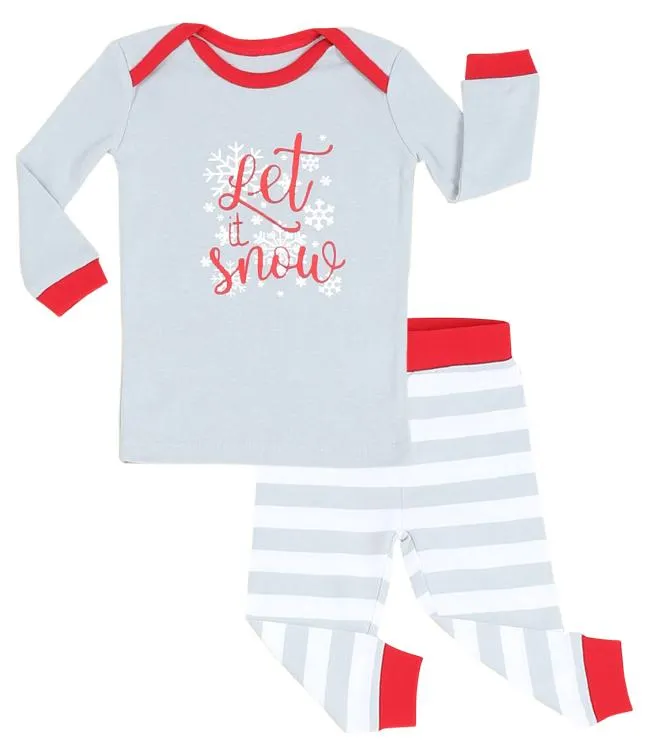 Sleepyheads Holiday Family Matching Winter Snowflake Grey Stripe Pajama