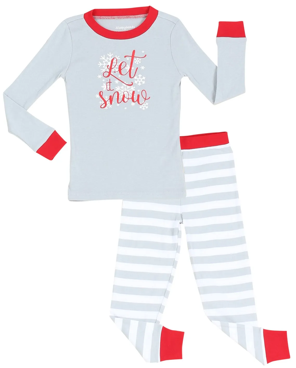 Sleepyheads Holiday Family Matching Winter Snowflake Grey Stripe Pajama