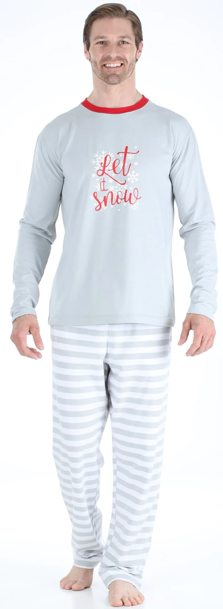 Sleepyheads Holiday Family Matching Winter Snowflake Grey Stripe Pajama