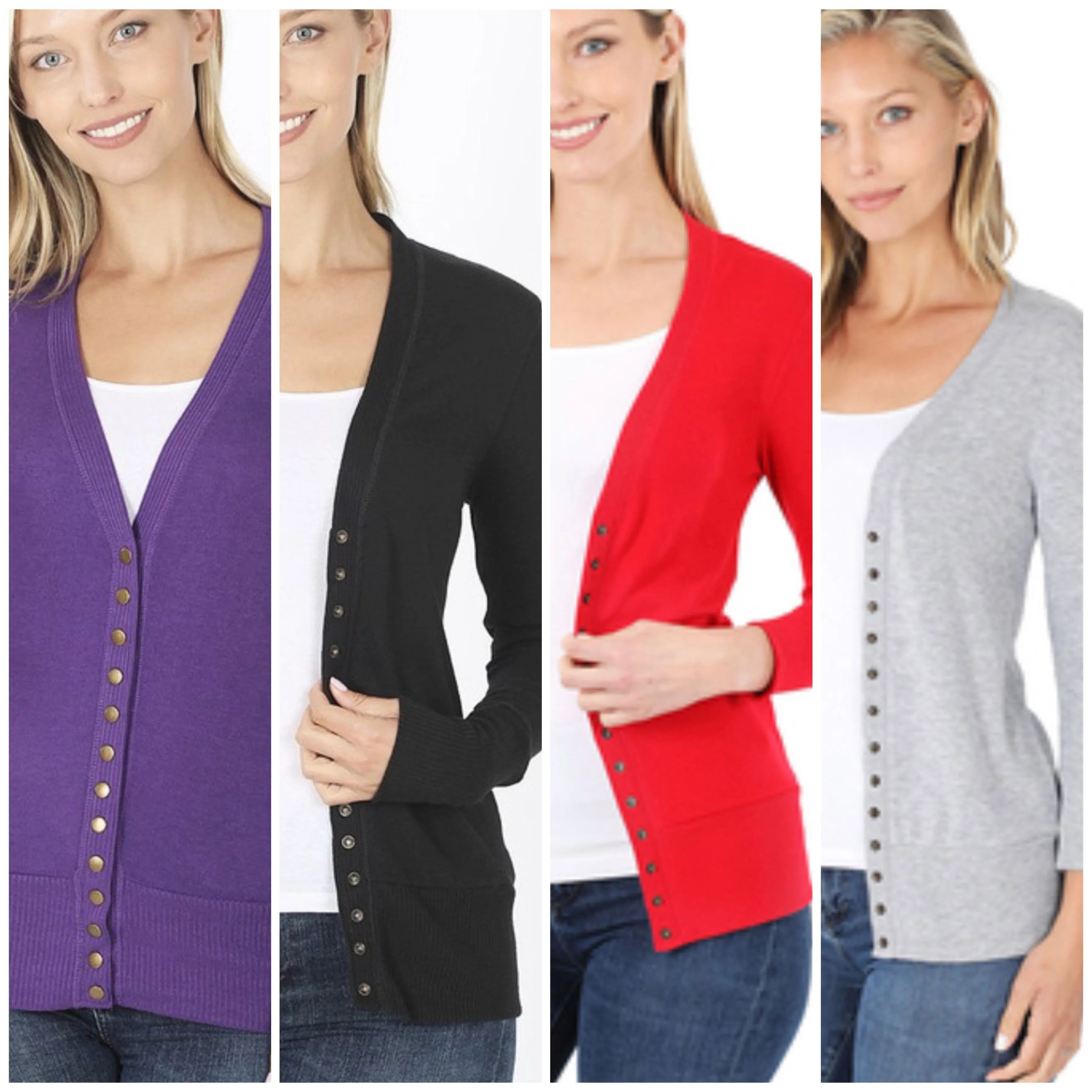 Snap Button Sweater Cardigan (Various Colors)