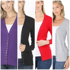 Snap Button Sweater Cardigan (Various Colors)