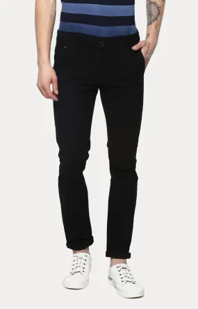 Spykar Men Black Cotton Slim Fit Casual Trousers