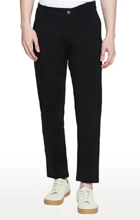 Spykar Men Cotton Black Regular Fit Trousers