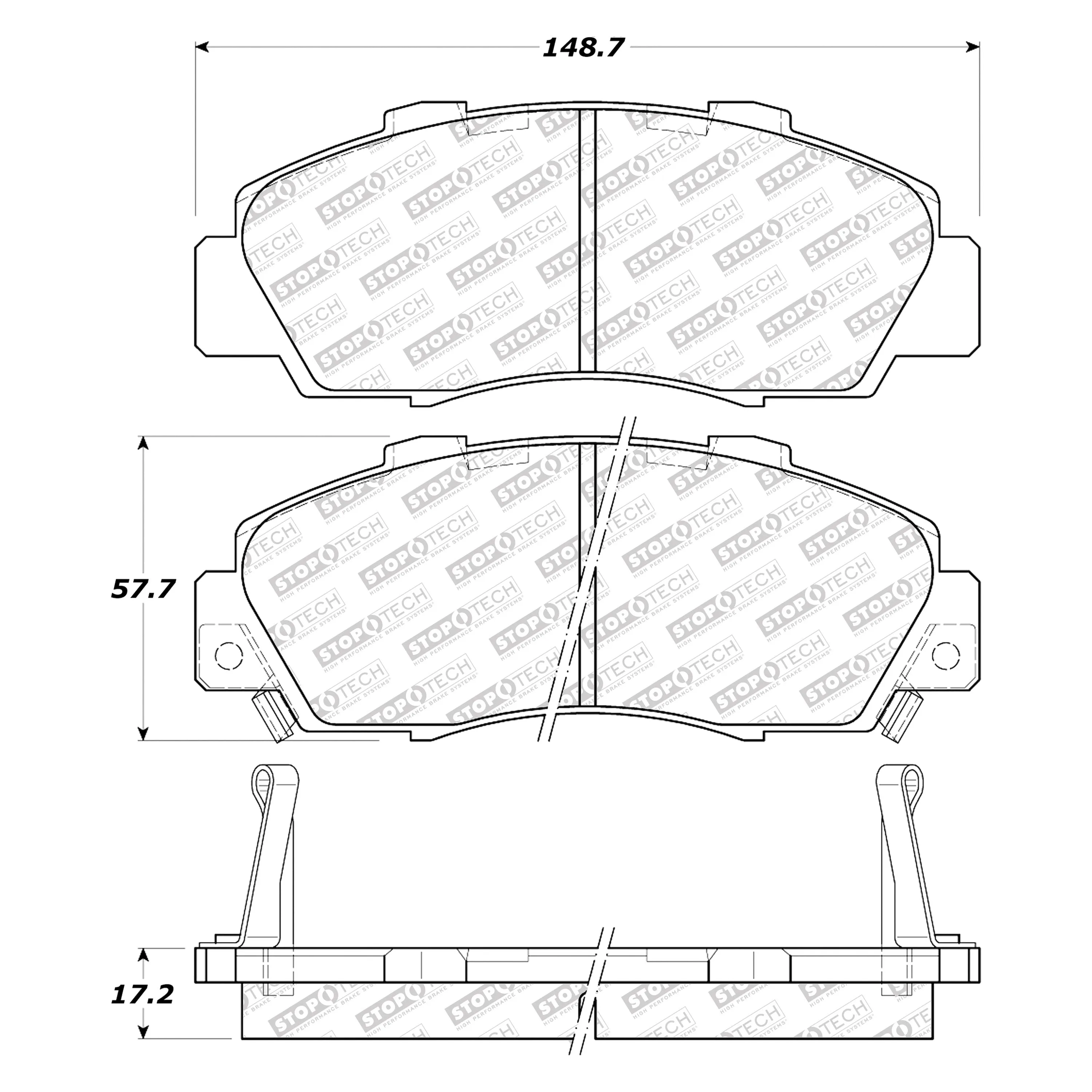 StopTech Street Select Brake Pads Acura CL (1997-1999) [Front w/ Hardware] 305.05030