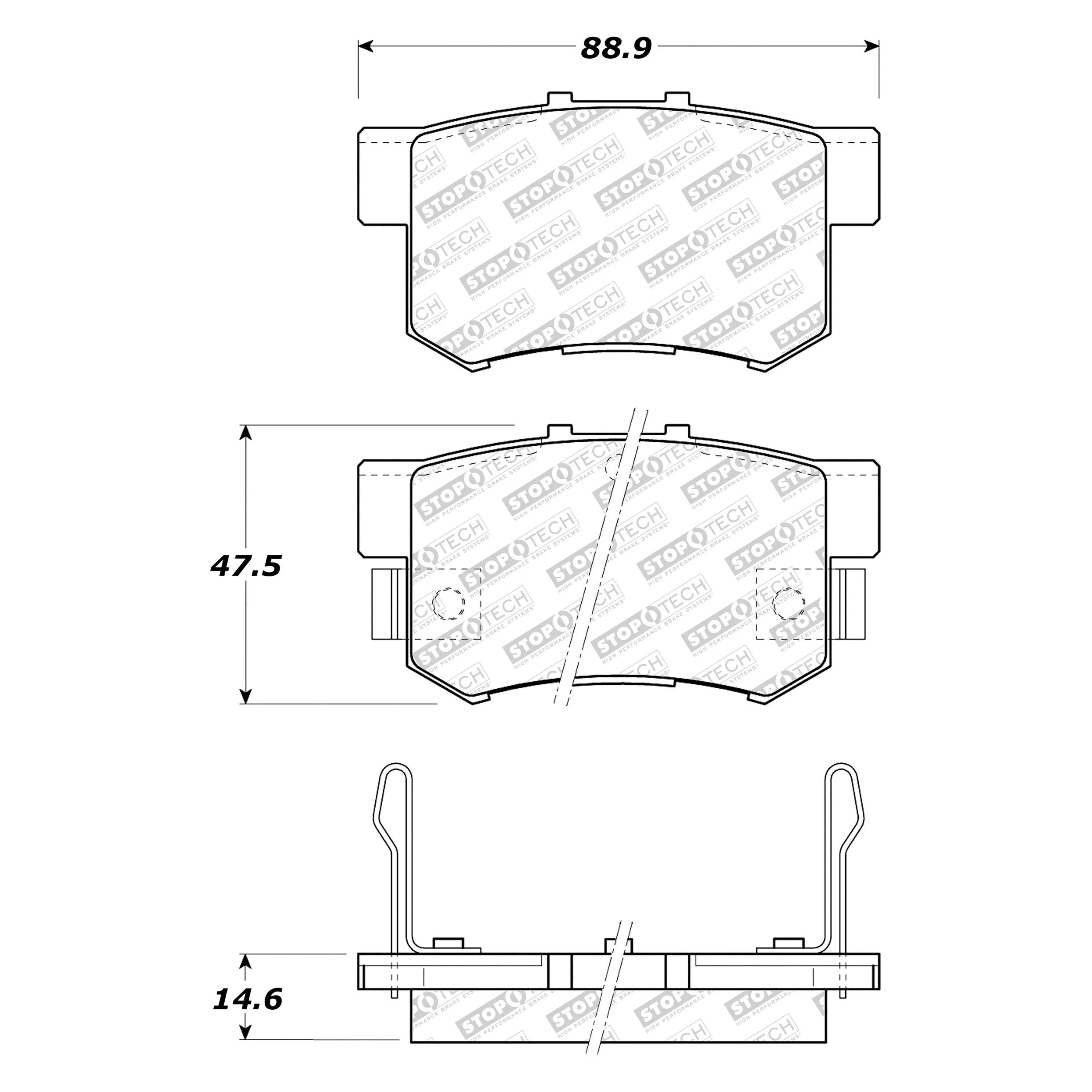 StopTech Street Select Brake Pads Acura Integra (97-01) Legend (87-90) [Rear w/ Hardware] 305.05370