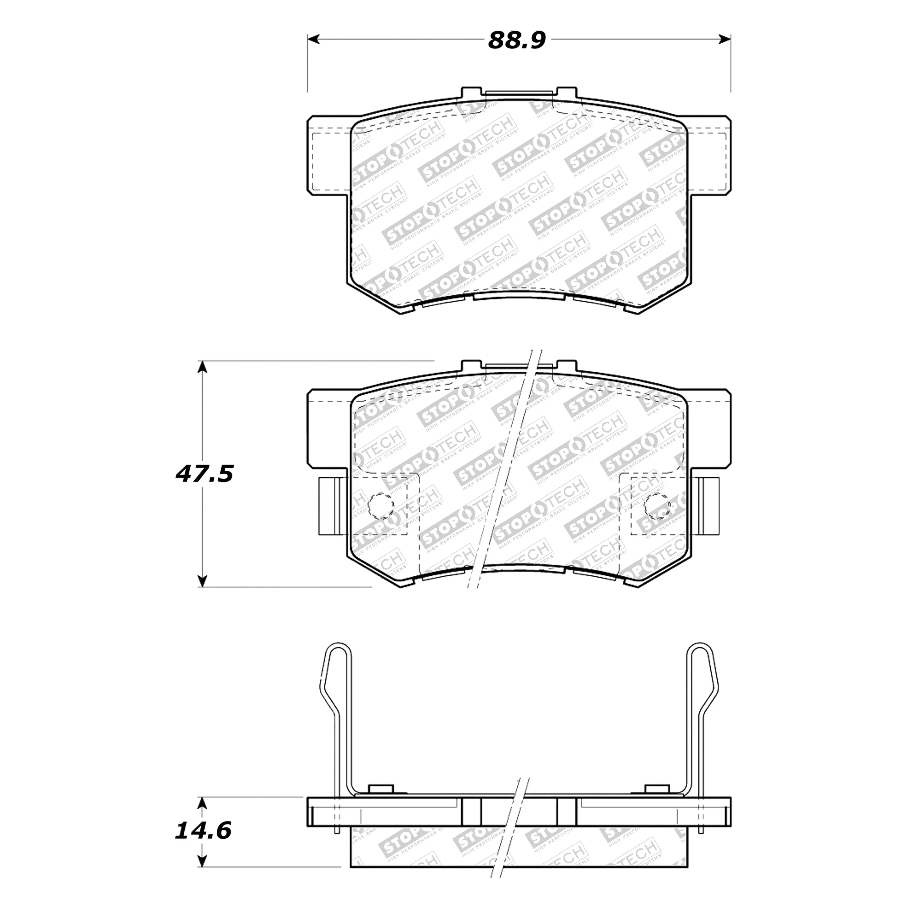 StopTech Street Select Brake Pads Acura Legend (91-95) RDX (07-12) [Rear w/ Hardware] 305.05360