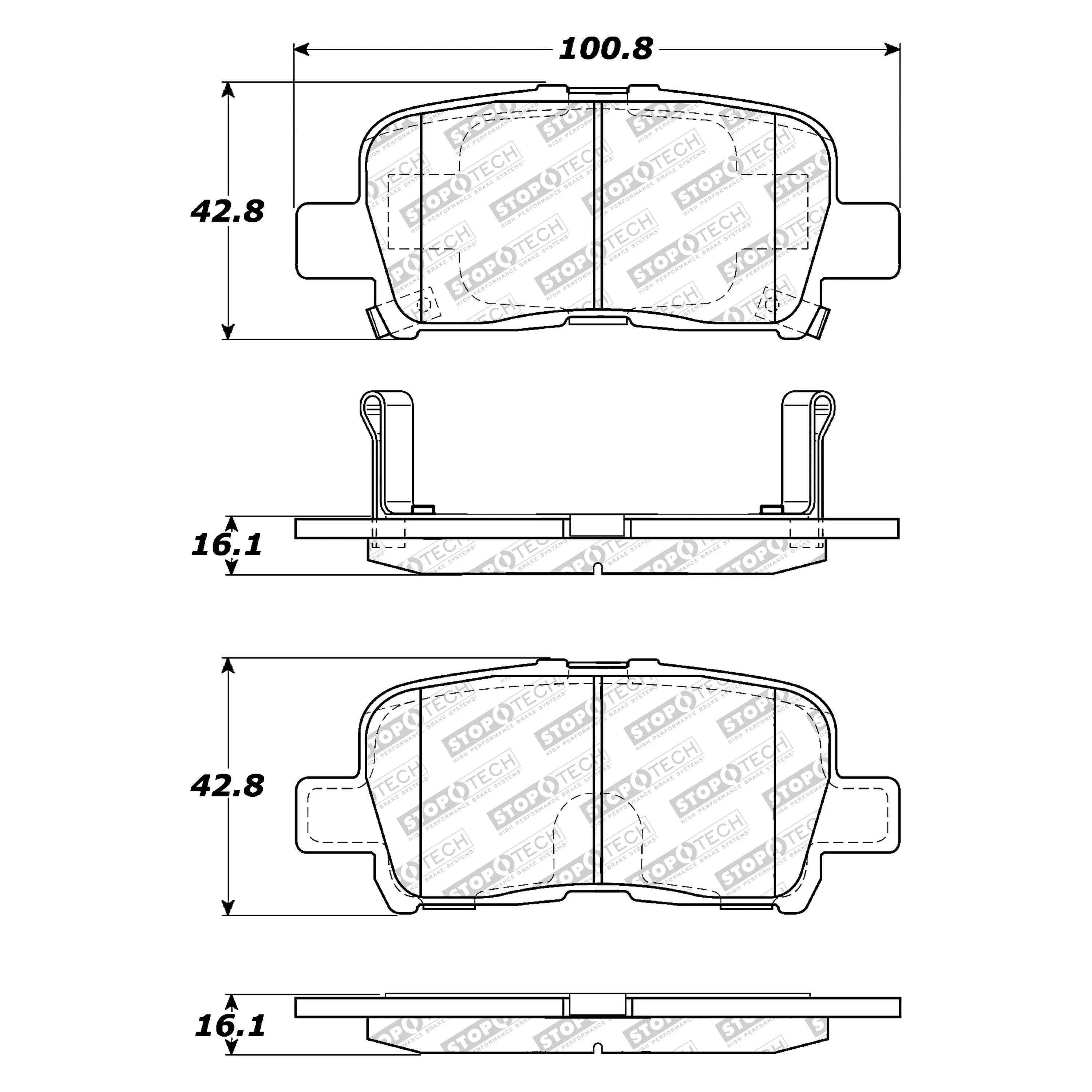 StopTech Street Select Brake Pads Acura MDX (01-06) [Front w/ Hardware] 305.08650