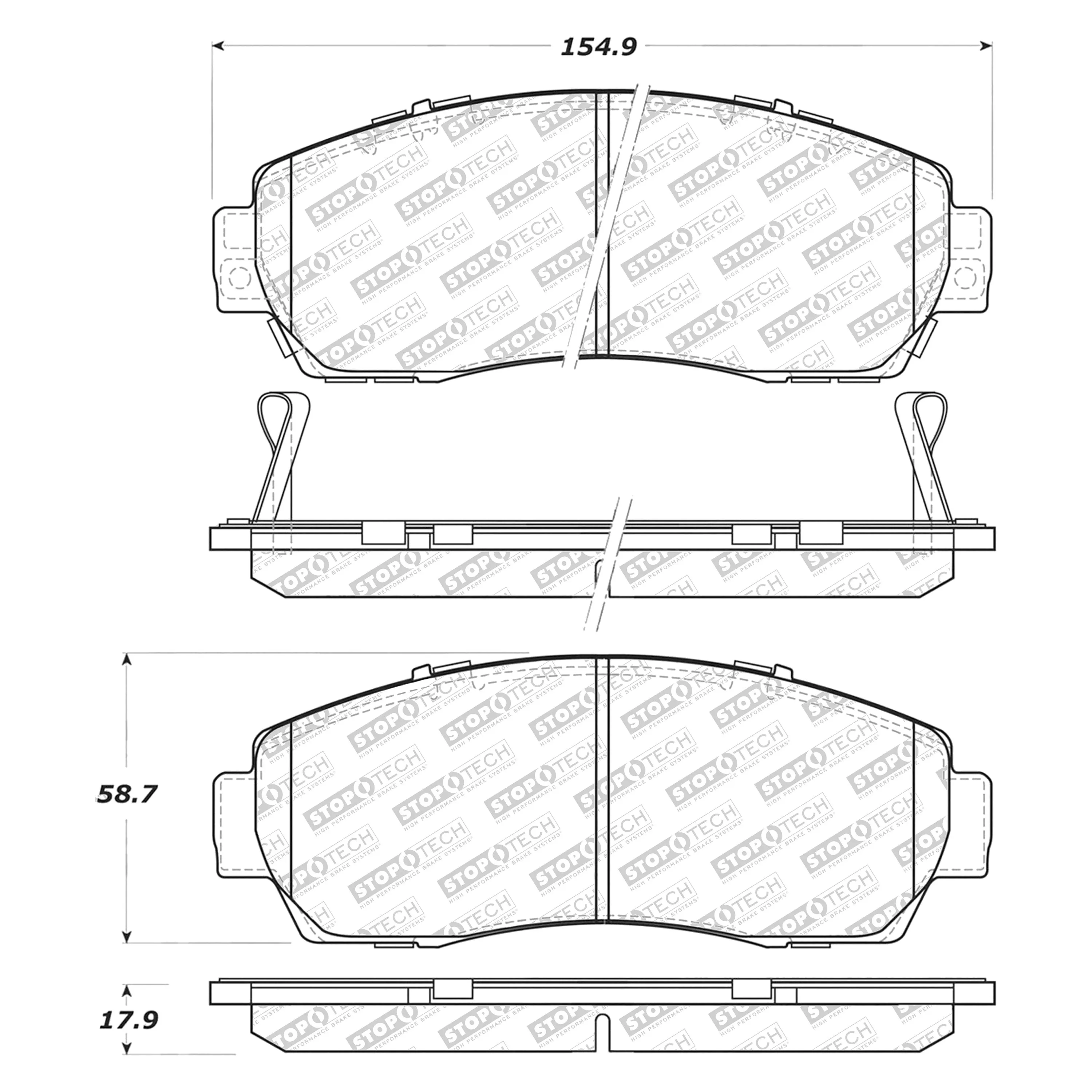 StopTech Street Select Brake Pads Acura RDX (07-12) [Front w/ Hardware] 305.10890