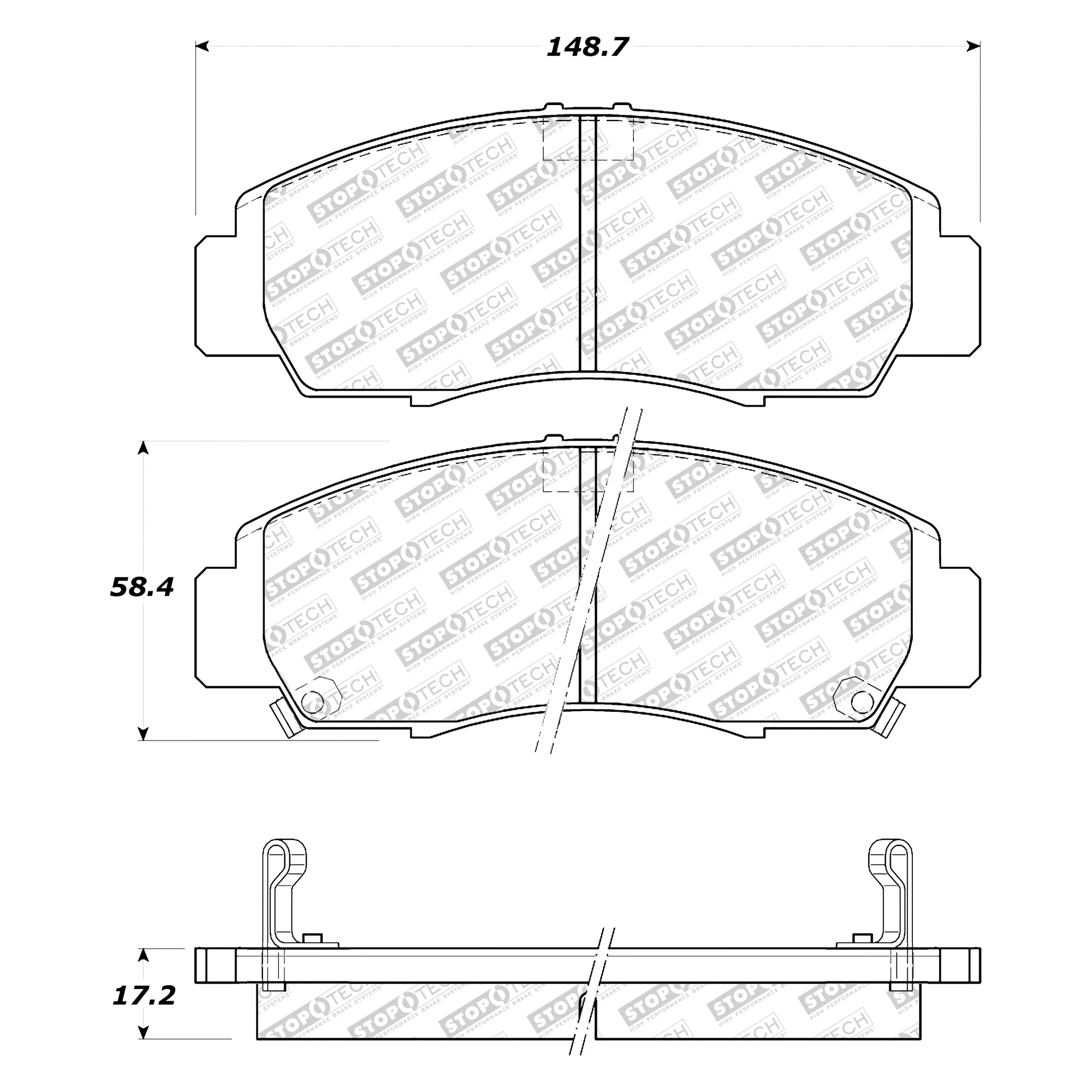 StopTech Street Select Brake Pads Acura TL (99-08) TSX (04-10) [Front w/ Hardware] 305.07870