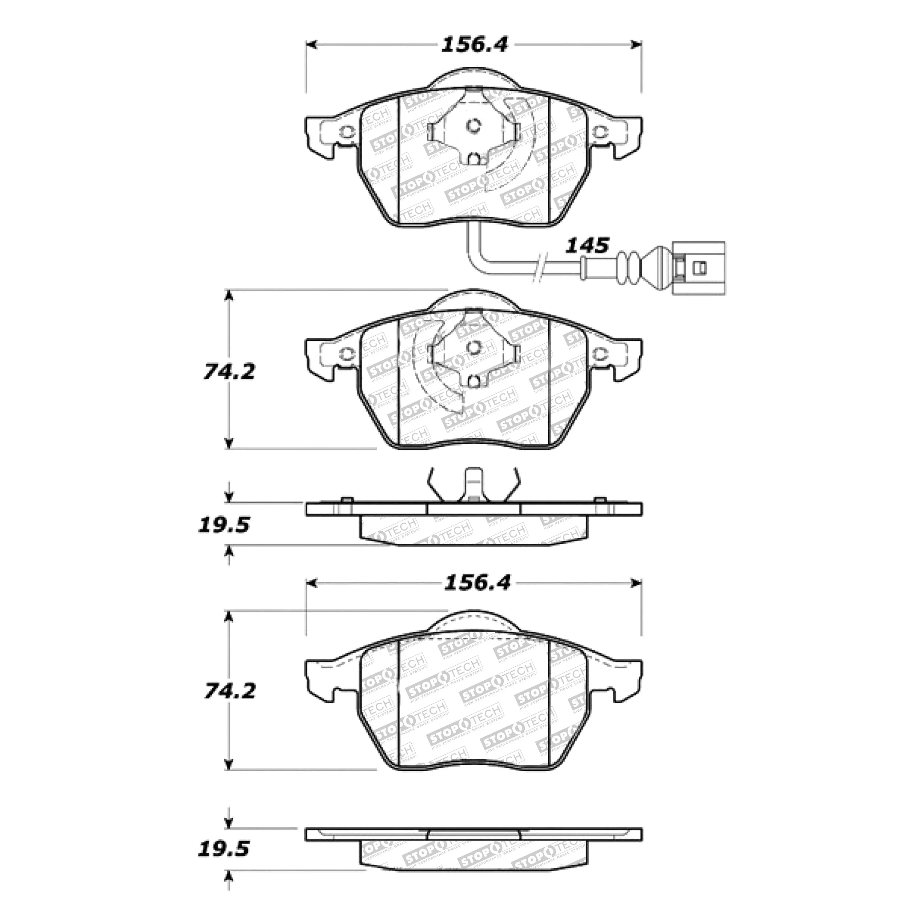 StopTech Street Select Brake Pads Audi	A3 (00-04) S3 (01-04) [Front w/ Hardware] 305.06871