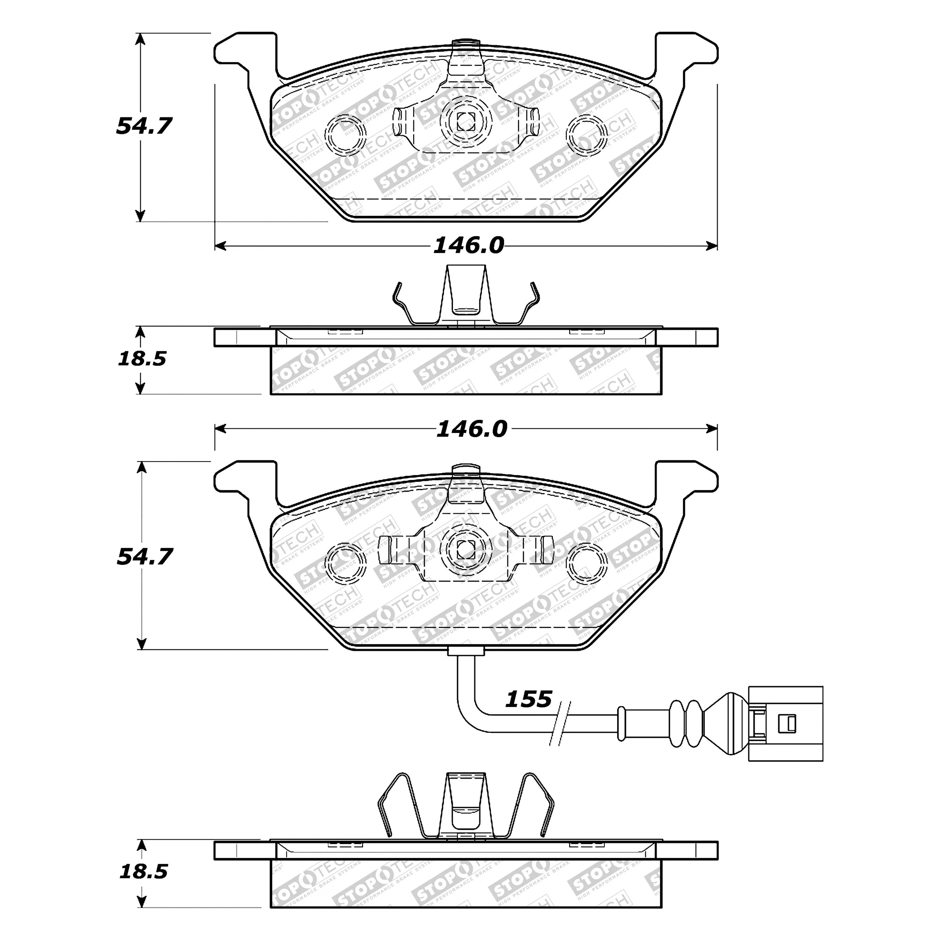 StopTech Street Select Brake Pads Audi	A3 (98-04) [Front w/ Hardware] 305.07681