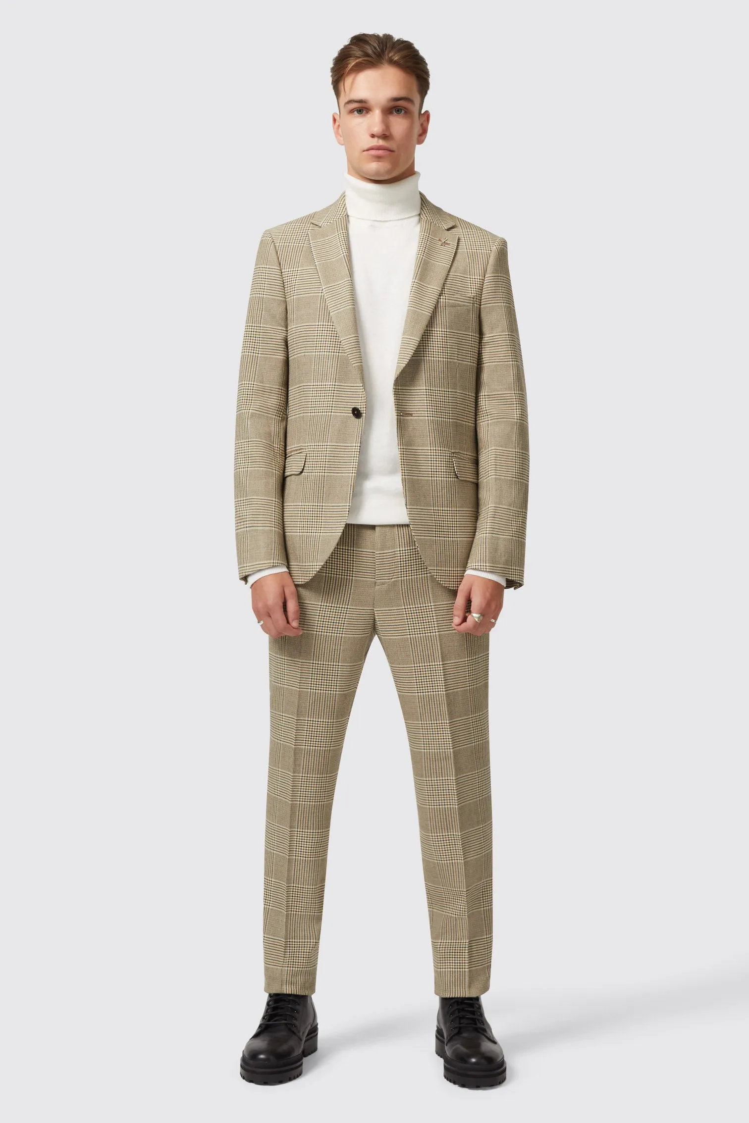 Strauss Slim Fit Neutral Check Trouser