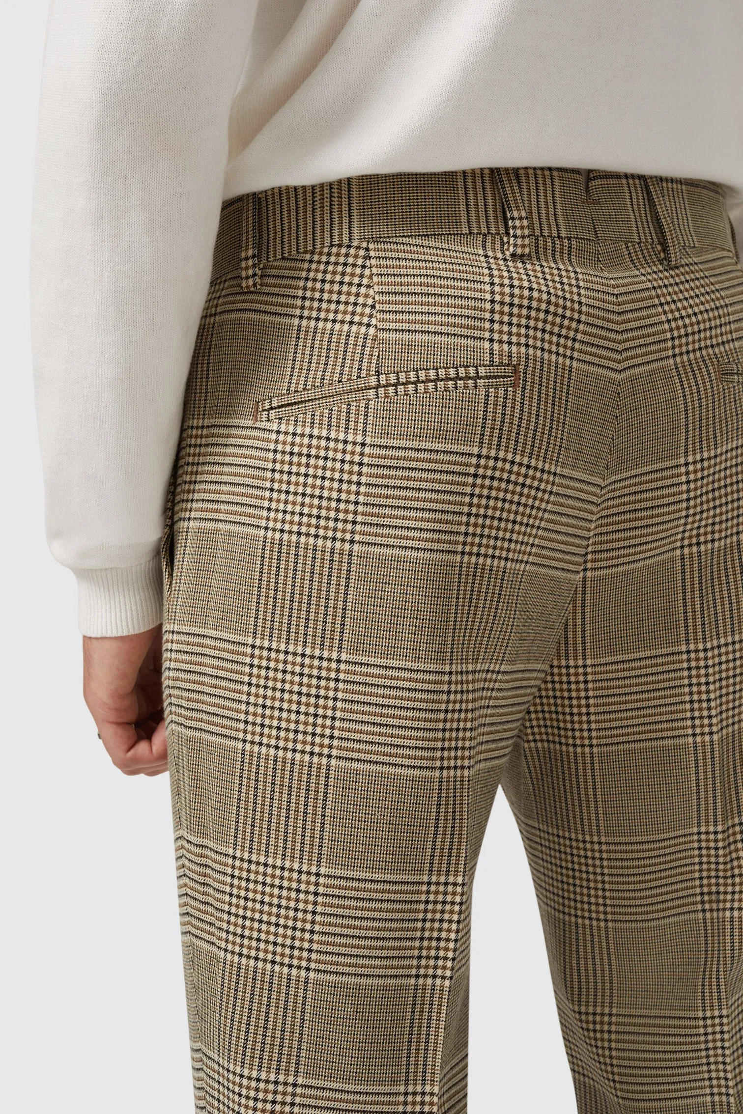 Strauss Slim Fit Neutral Check Trouser