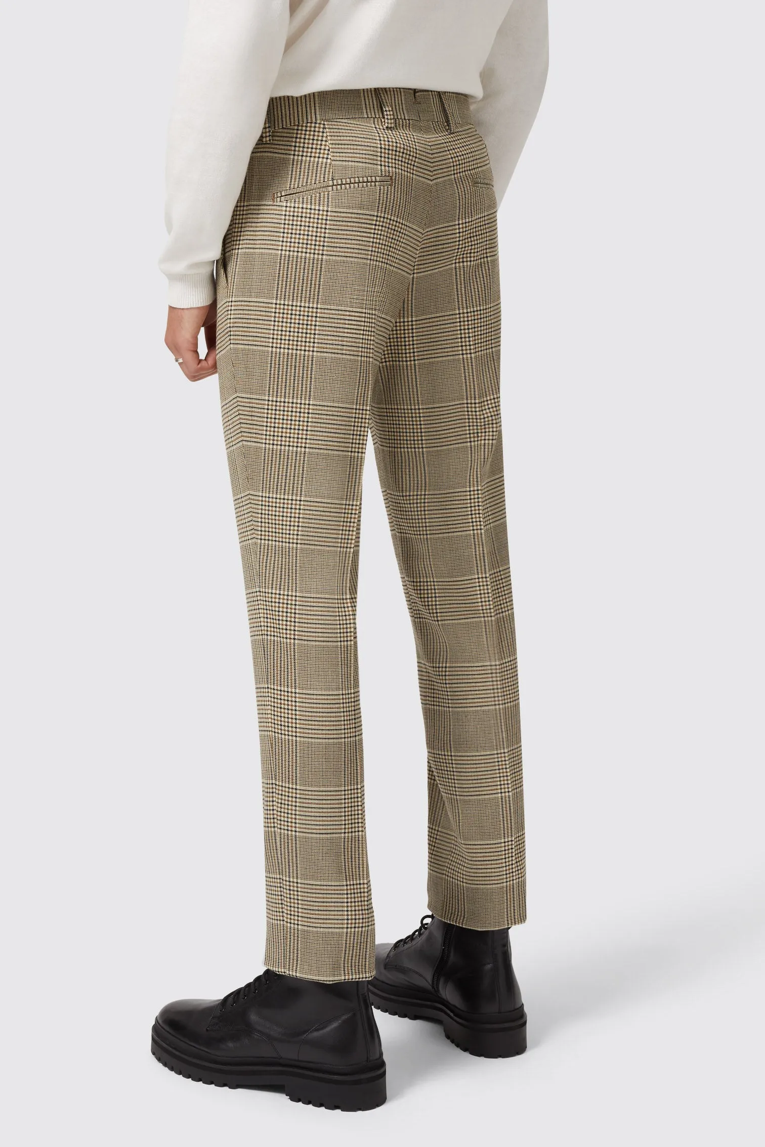 Strauss Slim Fit Neutral Check Trouser