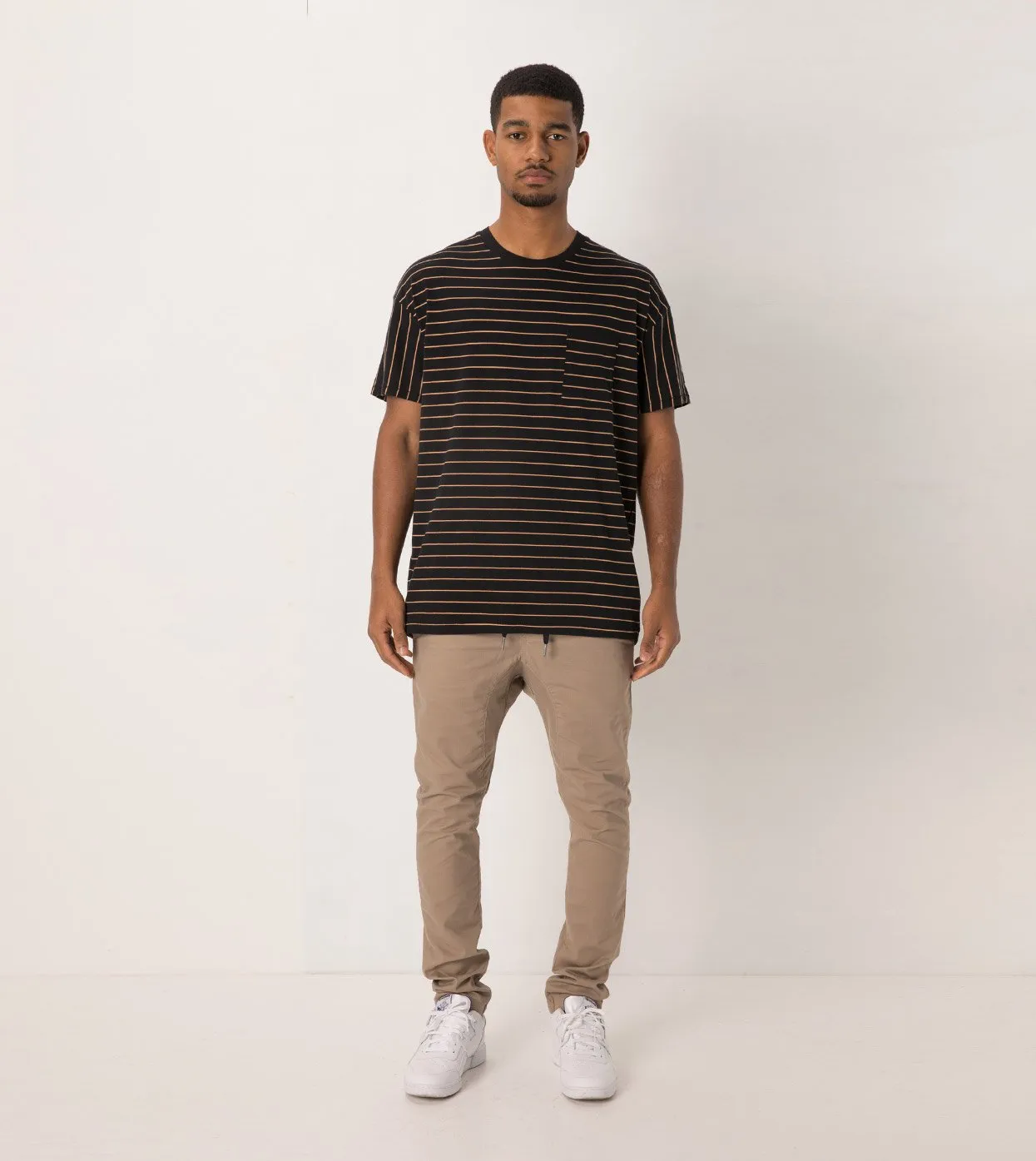 Stripe Rugger Tee Black/Biscuit