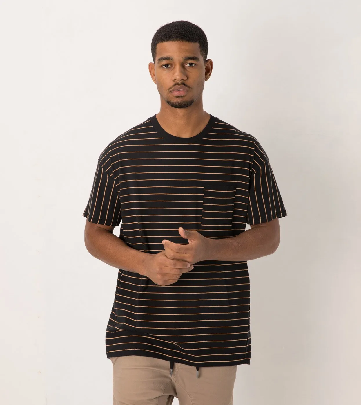 Stripe Rugger Tee Black/Biscuit