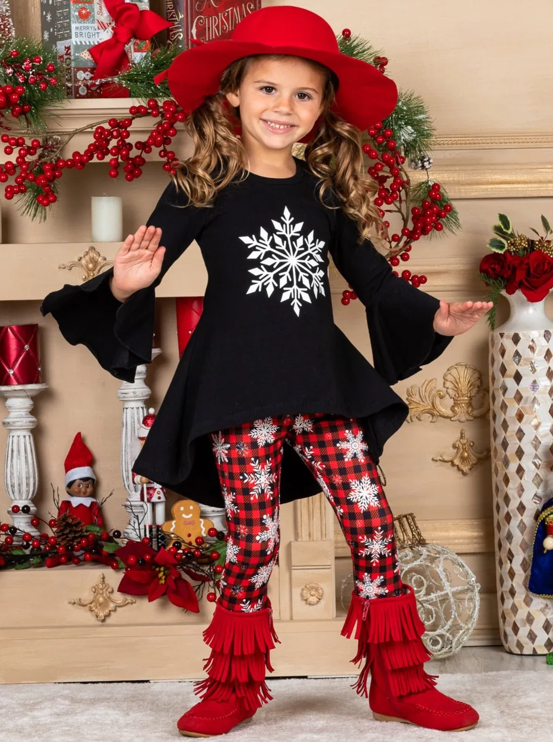 Sweet Snowflake Plaid Legging Set