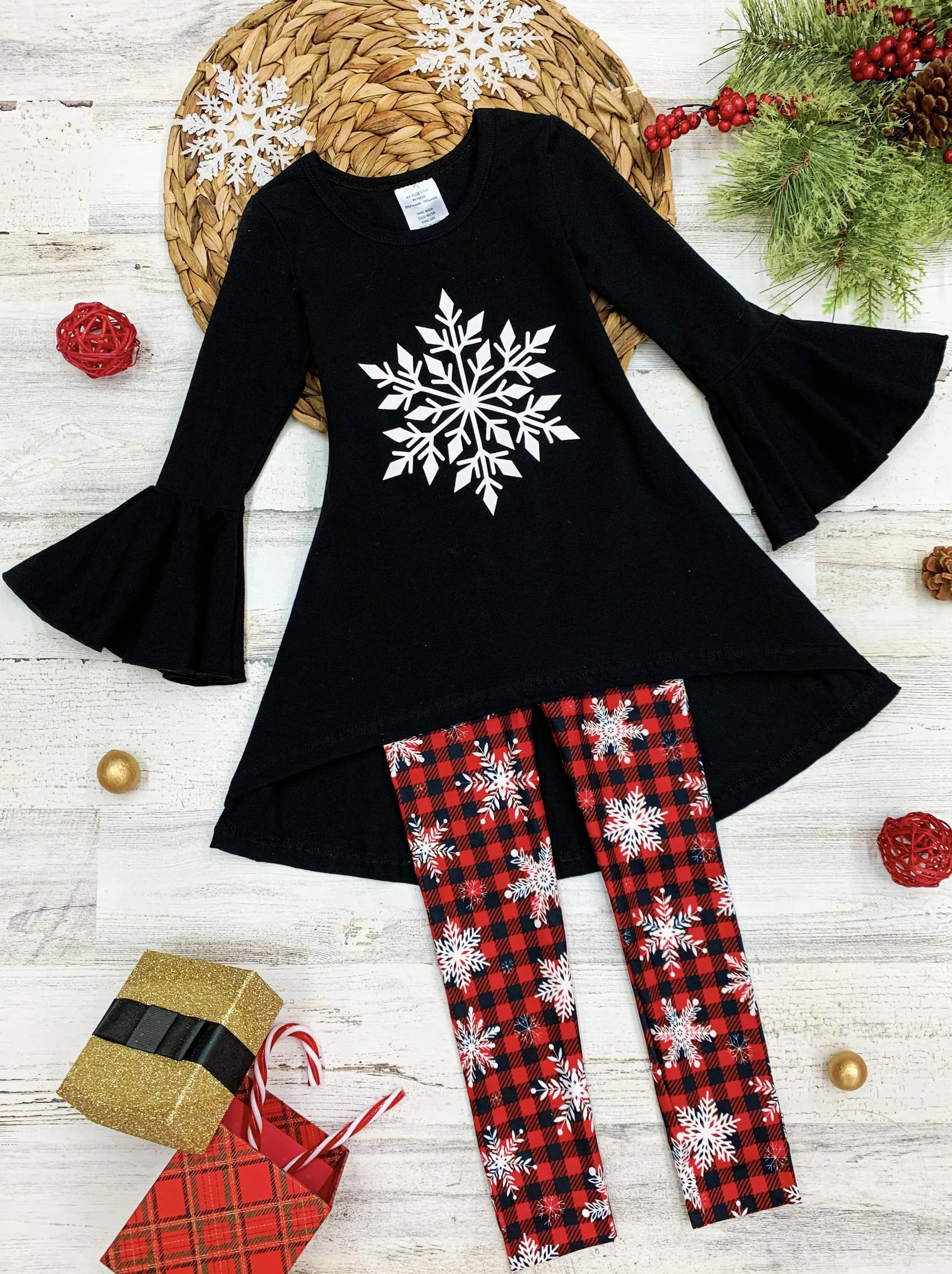 Sweet Snowflake Plaid Legging Set