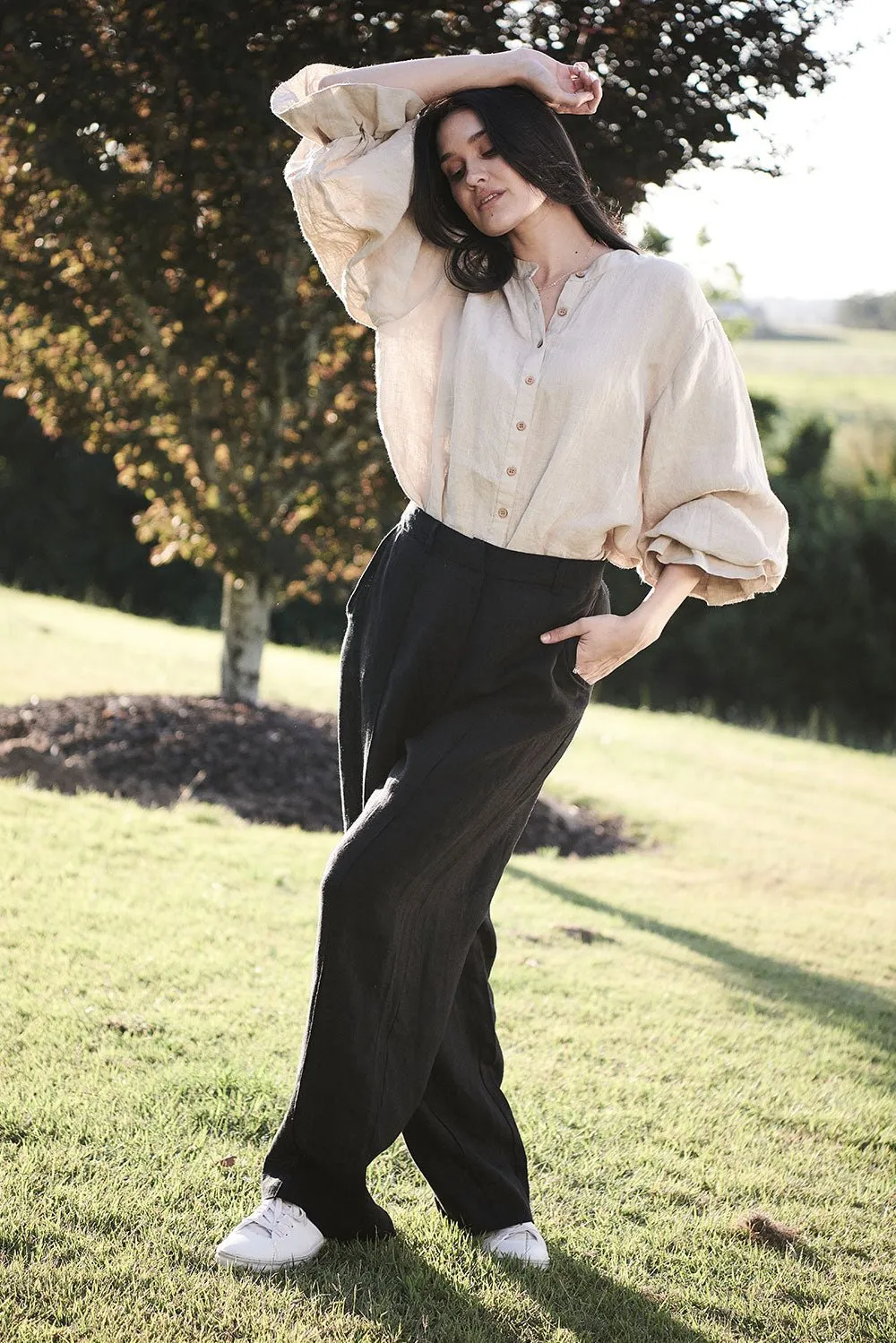 The Allegra Linen Blouse - Natural