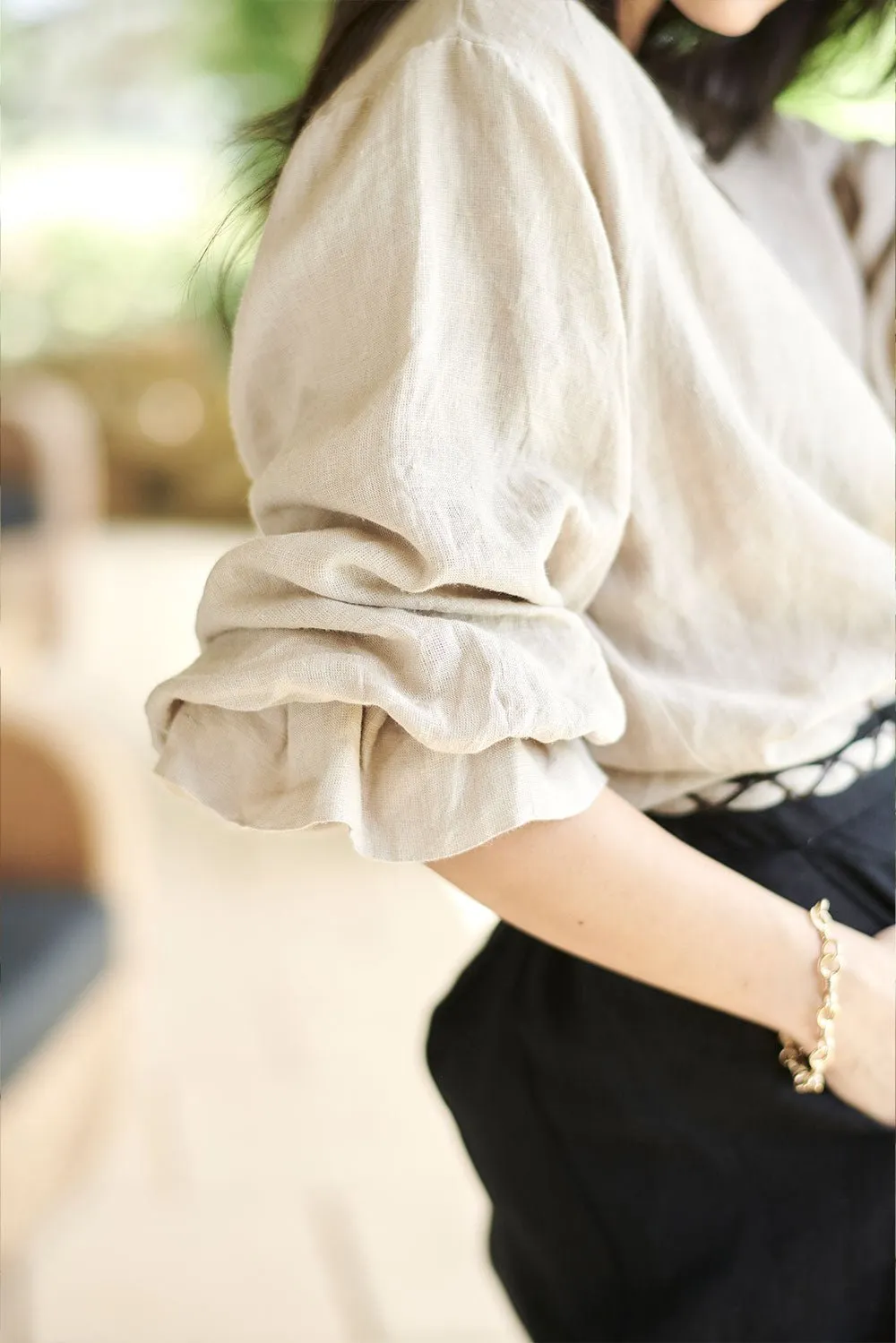 The Allegra Linen Blouse - Natural