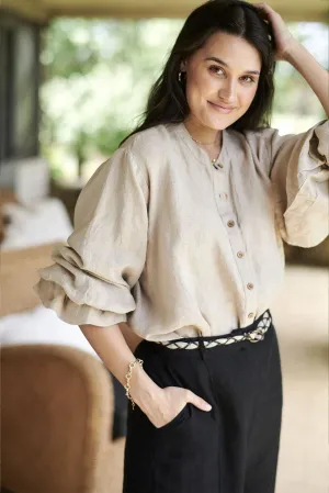 The Allegra Linen Blouse - Natural