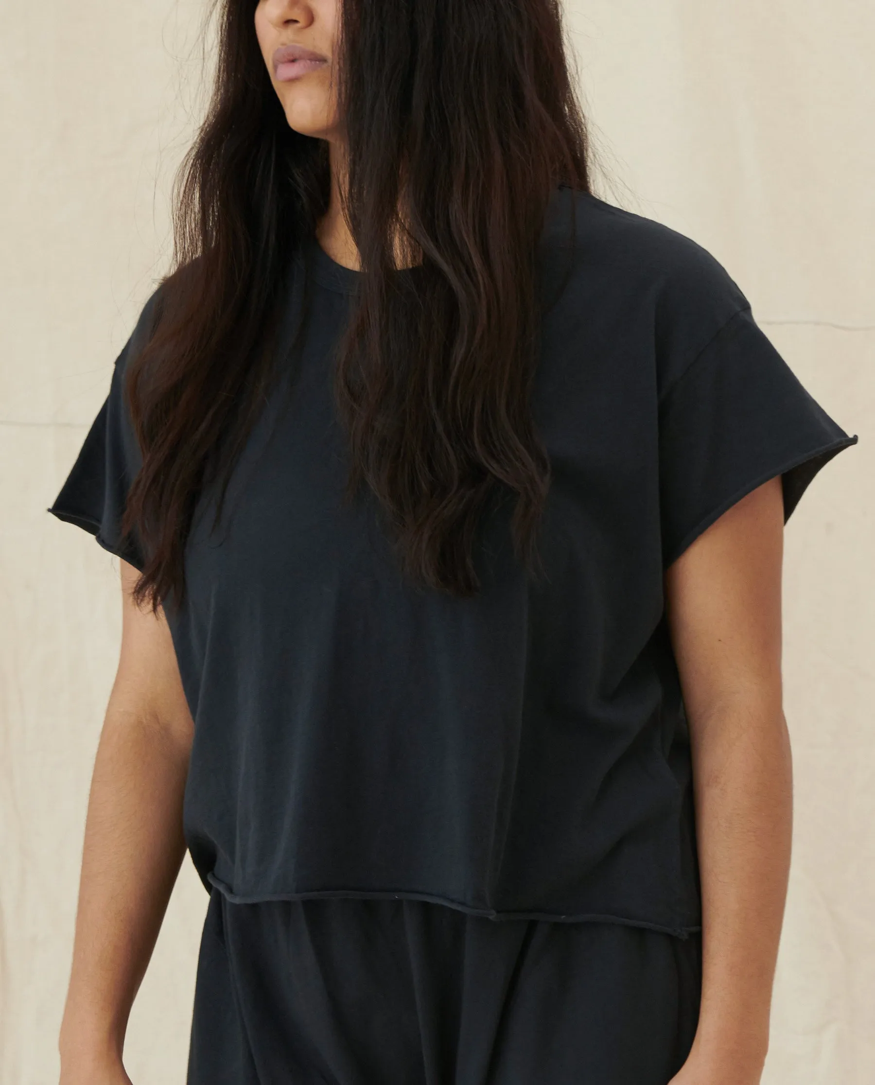 The Crop Tee. Solid -- ALMOST BLACK