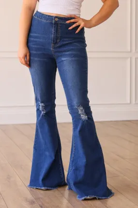 The Dolly Dark Wash High Rise Flare Jeans