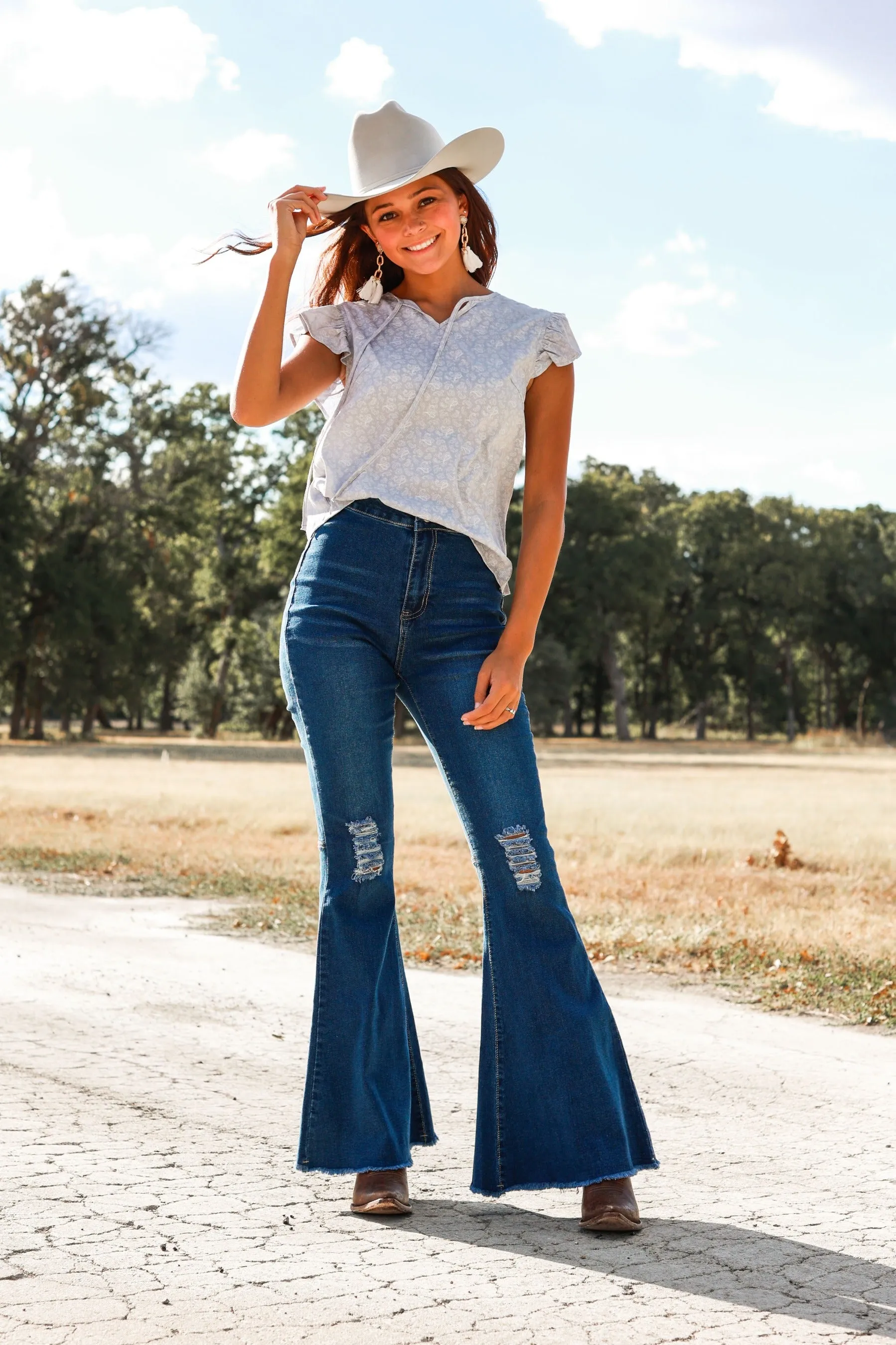 The Dolly Dark Wash High Rise Flare Jeans