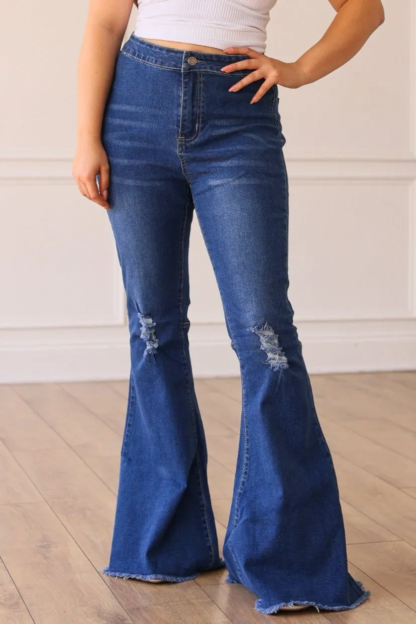 The Dolly Dark Wash High Rise Flare Jeans